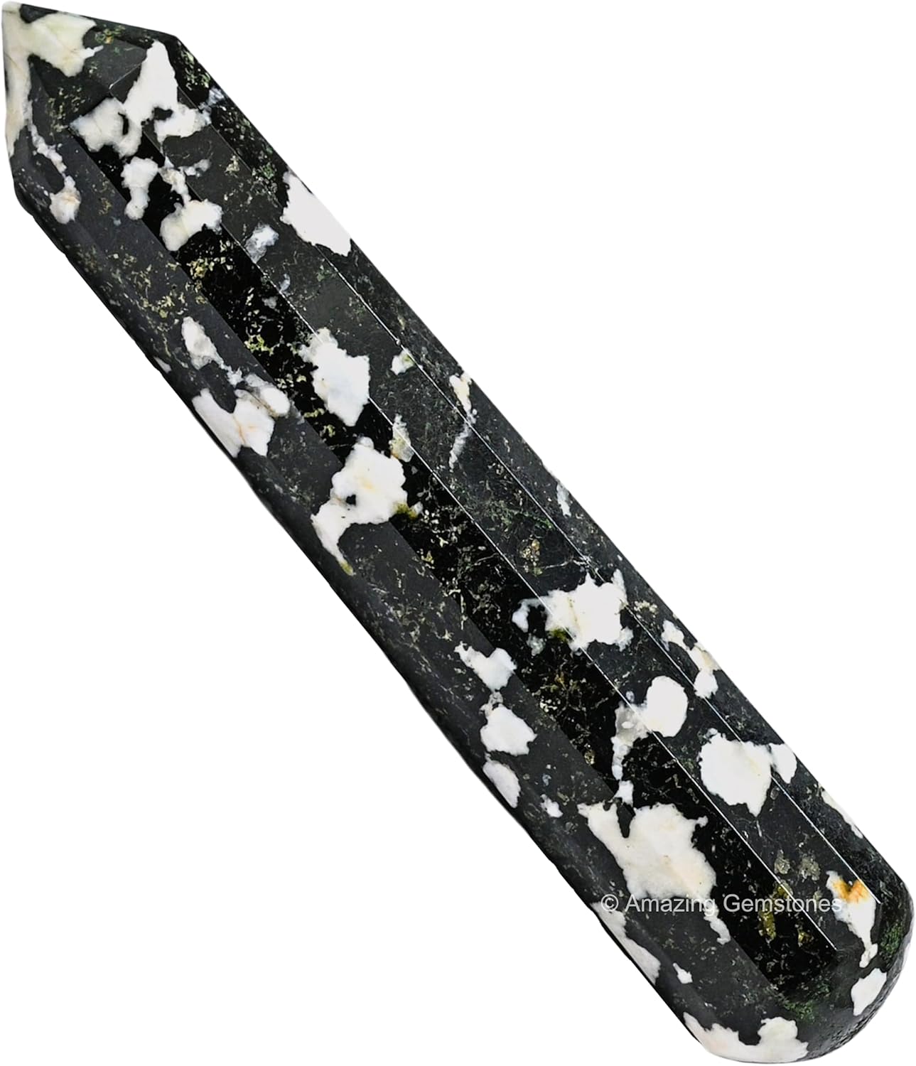 Amazing Gemstone Black and White Tourmaline Crystal Wand Massage Stick - Pelvic Wand Gua Sha for Adults - Crystals and Healing Stones Massage Wands for Adults Gifts (Pointed)