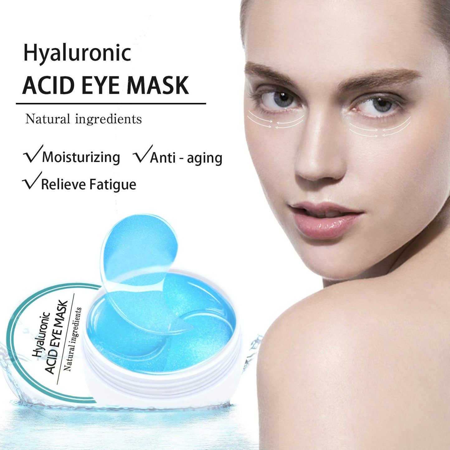 Under Eye Patches, Hyaluronic Acid Eye Mask Moisturizing, 60PCS Gel Eye Masks Pads With Collagen Eye Treatment for Reducing Dark Circles, Wrinkles Anti-Aging, Fine Lines Eye Bags Puffiness Women Men