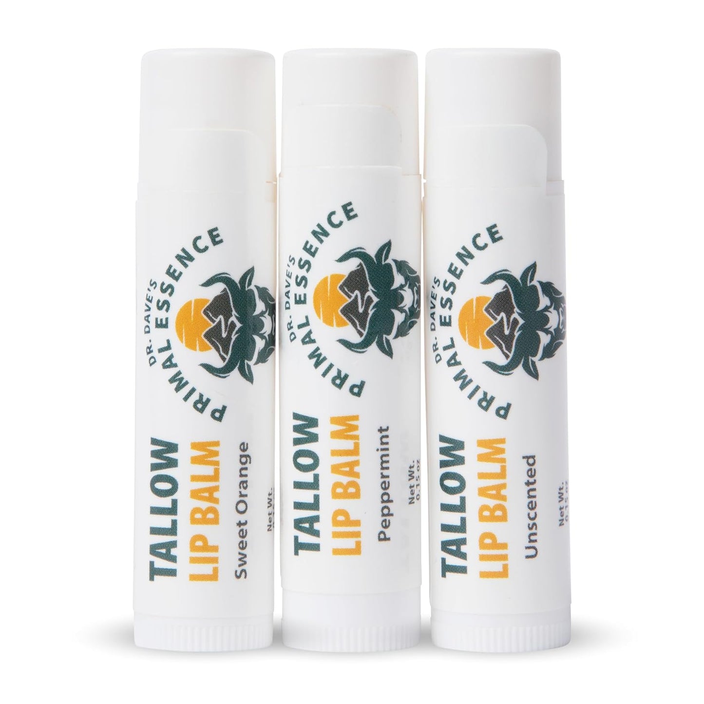 Moisturizing Tallow Lip Balm – Grass-Fed Beef Tallow with Organic Coconut Oil, Beeswax, and Vitamin E – Lip Balm Set – Variety Pack – Travel Essential – 3-Pack