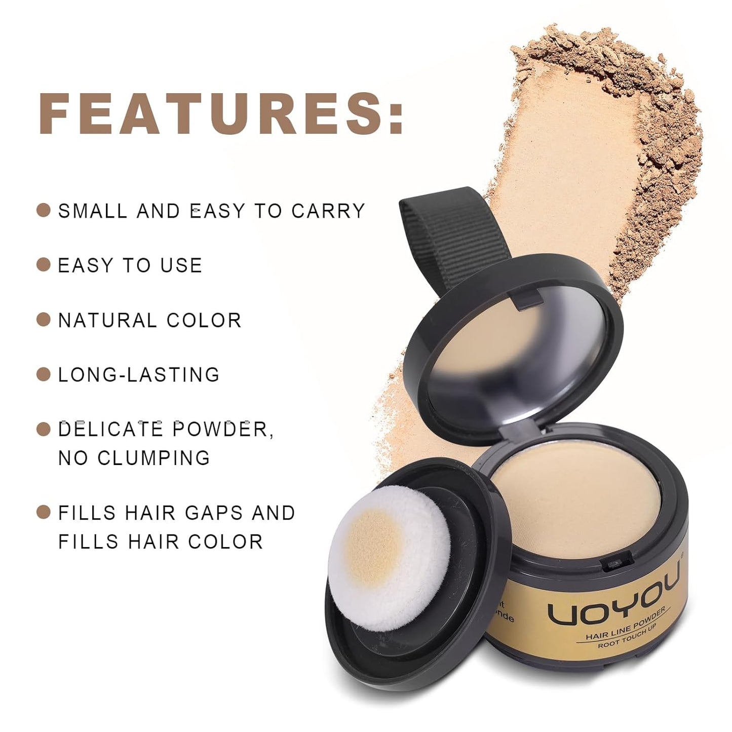 Root Touch Up Powder Instantly Conceals Hair Loss, Gray Root Cover Up Powder, Water & Sweat Resistant Hair Powder for Thinning Hair Men & Women, Includes Brush (Light Brown, 4g Bottle with Brush)