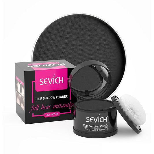 Sevich Hairline Powder，Instantly Conceals Hair Loss, Root Touch up Powder, Hair Shadow Toppers for Women & Men, Touch Up for Thinning Gray Hair, Windproof & Sweatproof, Black