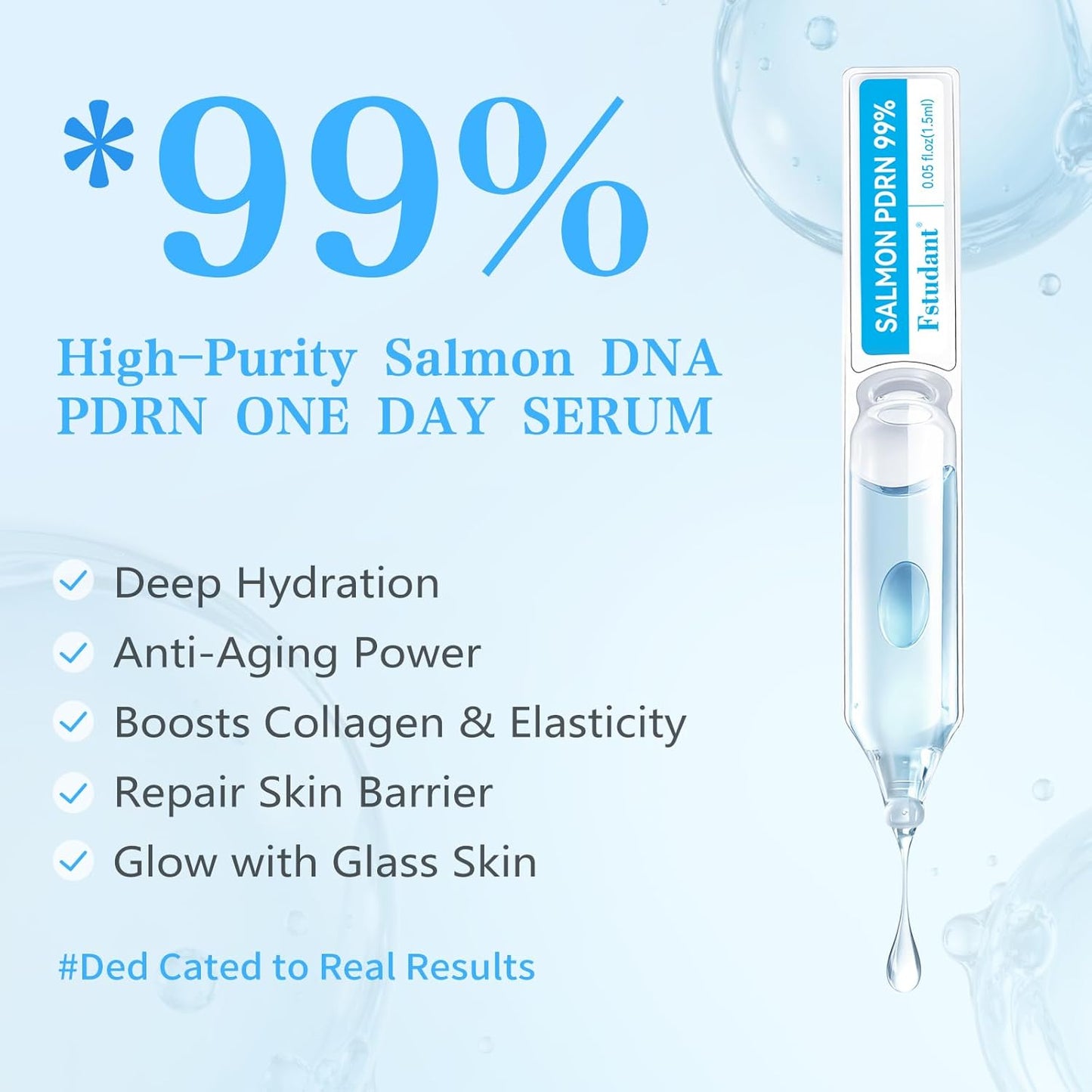 Salmon DNA PDRN Peptide Serum | 99% Salmon DNA PDRN Intensive Ampoule | Peptide, Collagen, Hyaluronic Acid, Niacinamide - Uneven Skin Tone, Anti-Aging, Moisturizing | Korean Skincare 0.05 fl oz x 30e