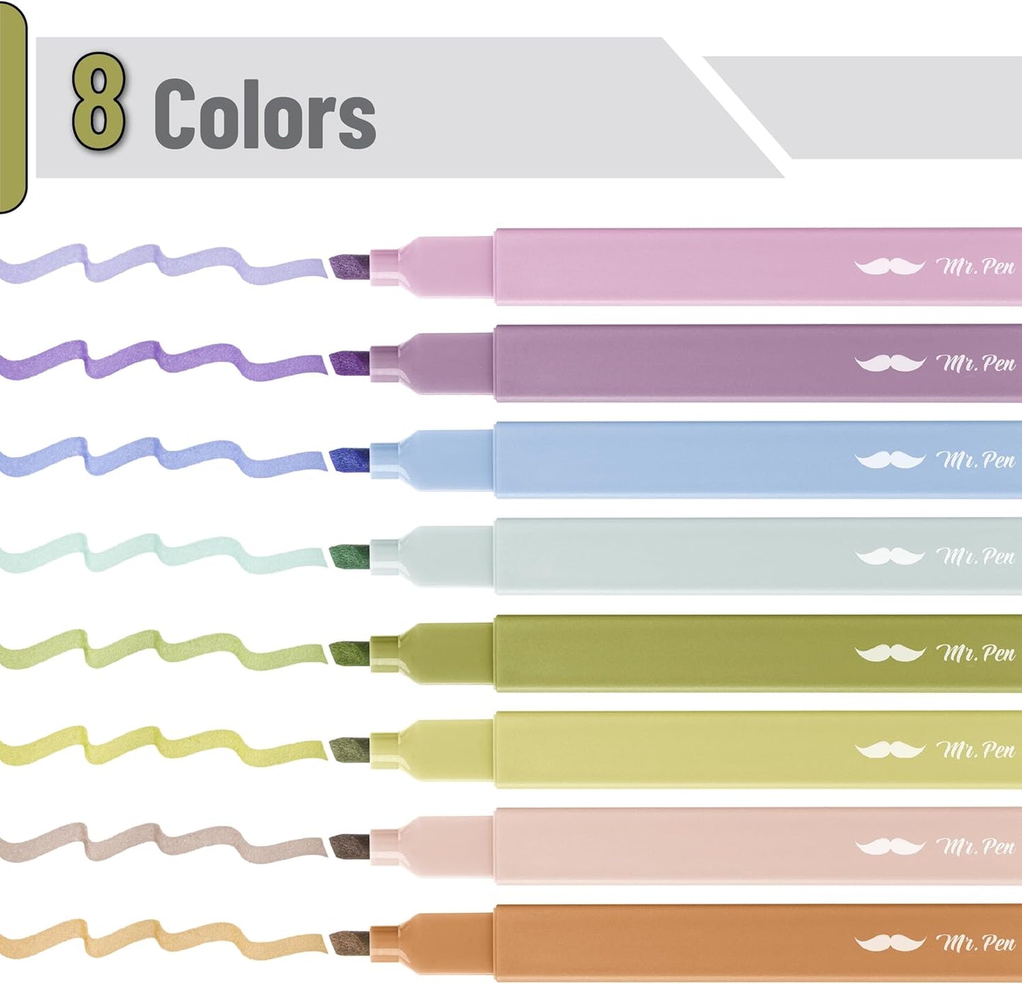 Mr. Pen- Aesthetic Highlighters, 8 Pack, Chisel Tip, Verdant Earth, Cute Highlighters Assorted Colors