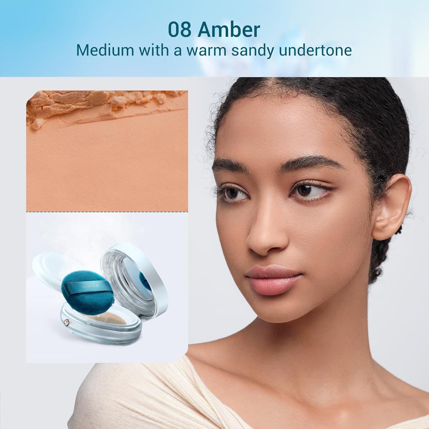 FLORASIS Breathable Loose Setting Powder, Flawless Jade Lightweight Long-Lasting Makeup Powder for Face (08 Amber)