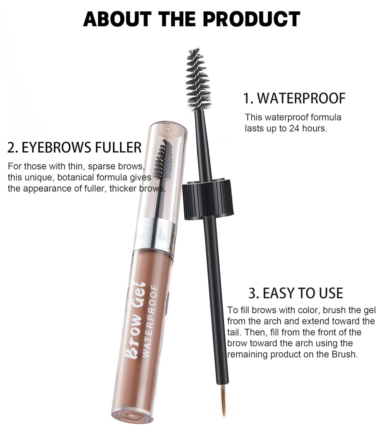 MAEPEOR Waterproof Eyebrow Gel 8 Colors Full-pigmented Long Lasting Liquid Brow Gel for Fuller & Defined Looking (#01 Warm Blonde）