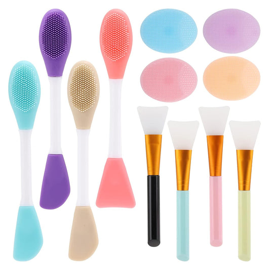 Silicone Facial Mask Applicator - 4 Pcs Face Scrubber, 2 in 1 Face Mask Brush, Lip Exfoliator - Skin Care Tools Set