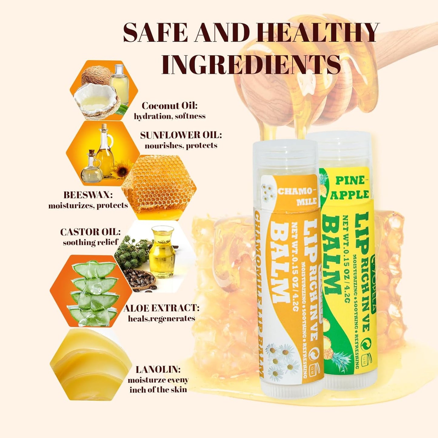 Yopela Lip Balm Variety Pack - 9 Delicious Flavors - Natural Lip Balm in Bulk with Vitamin E and Coconut Oil - Moisturizing, Soothing, and Repairing Dry and Chapped Lips Valentine's Gift