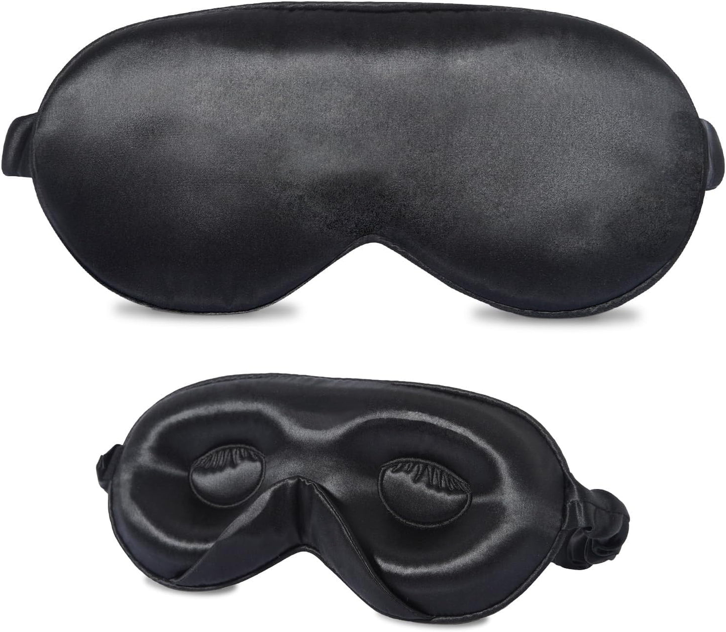 ZIMASILK Adjustable 22 Momme 100% Mulberry Silk Sleep Mask, Upgraded 3D Contoured Cup Eye Mask for Sleeping, Super Soft & Breathable Blindfold, Blackout for Deep Sleeping (Black)