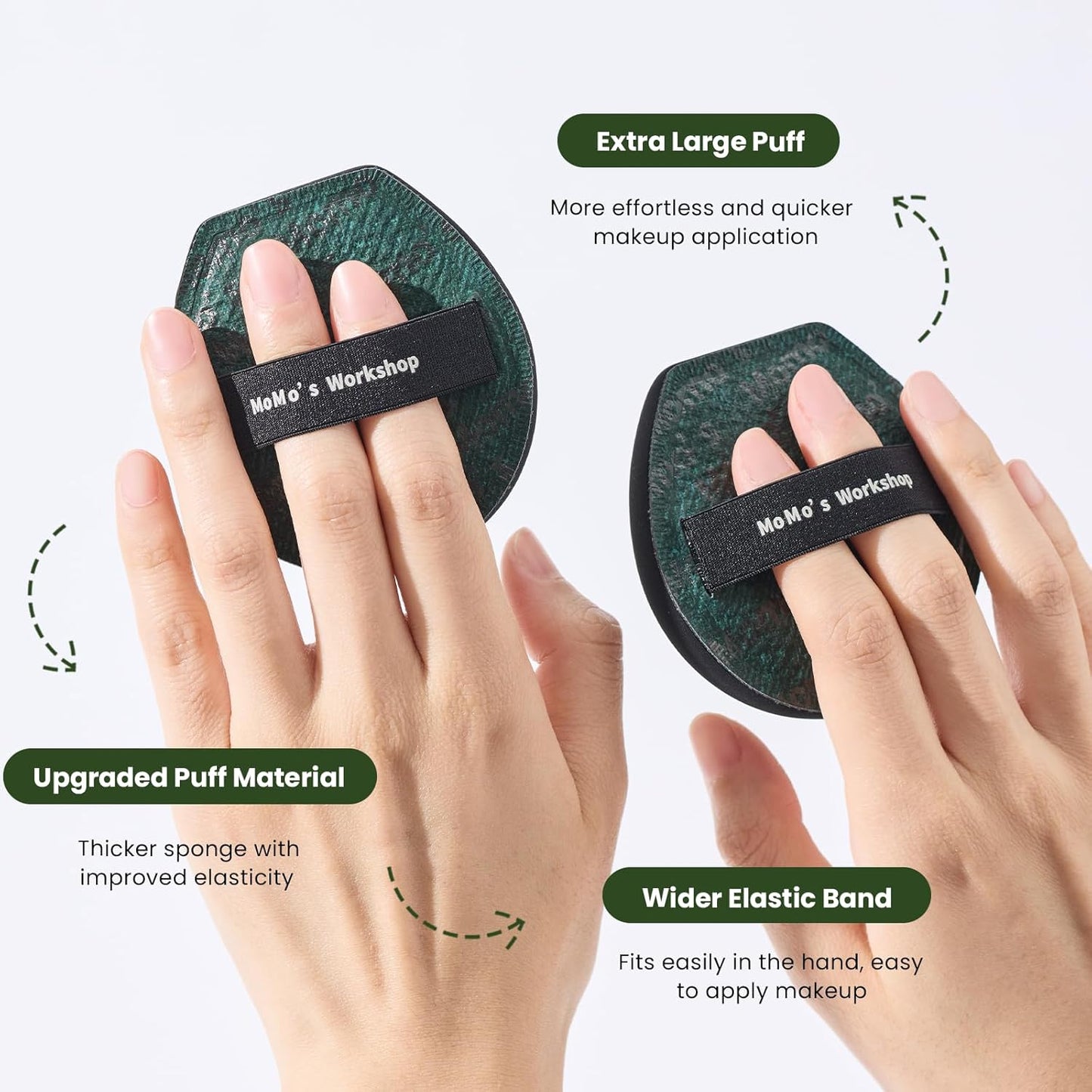 Momo's Workshop Makeup Sponge, Large Makeup Blending Puff for Liquid & Cream Foundation, Concealer Foundation Puff Quick Apply Cosmetics 1pcs Green