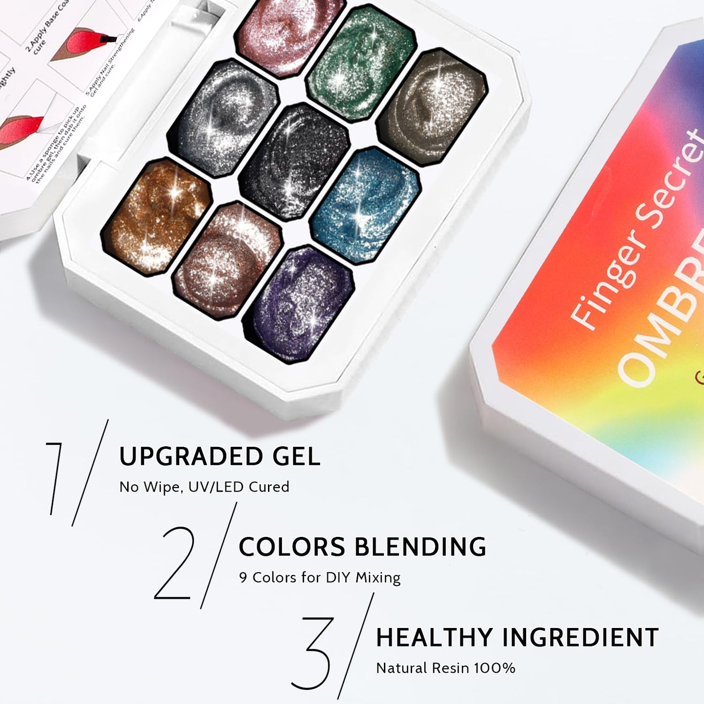 Sponge Pat Paint Nail Gel & Tools Kit, 9 Colors Ombre Nails Gradient Gel Nail Blush Blooming Aura Nails Drawing Stripper Floral Painting Nail Art, No Wipe, UV/LED Curing (9 Colors Set J)