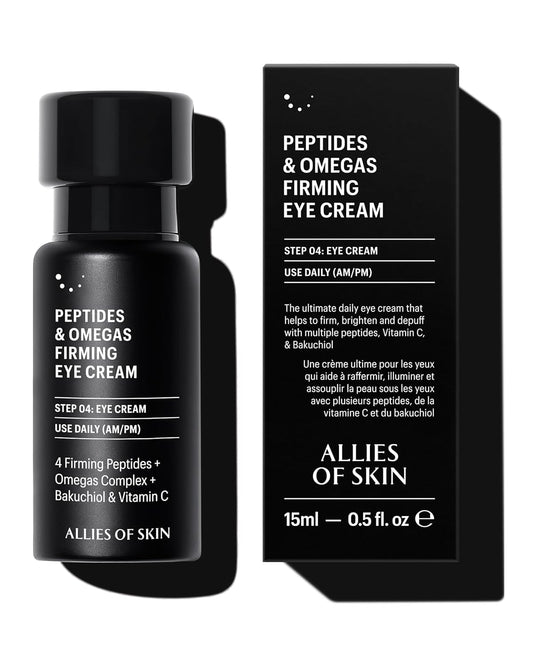 Allies of Skin Peptides Firming Eye Cream | Under Eye Moisturizer for Dark Circles & Puffiness | Bakuchiol, Ceramides and Vitamin C for Fine Lines and Under Eye Area | 0.5 oz