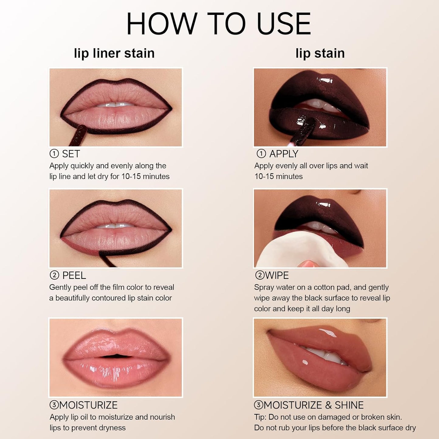 KISSIO Lip Stain Set,Peel Off Lip Liner Stain and Lip Care Oil,Transfer Proof,Long Lasting and Waterproof Lip Tint,Matte Finish,Lip Combo,03 Coral Red