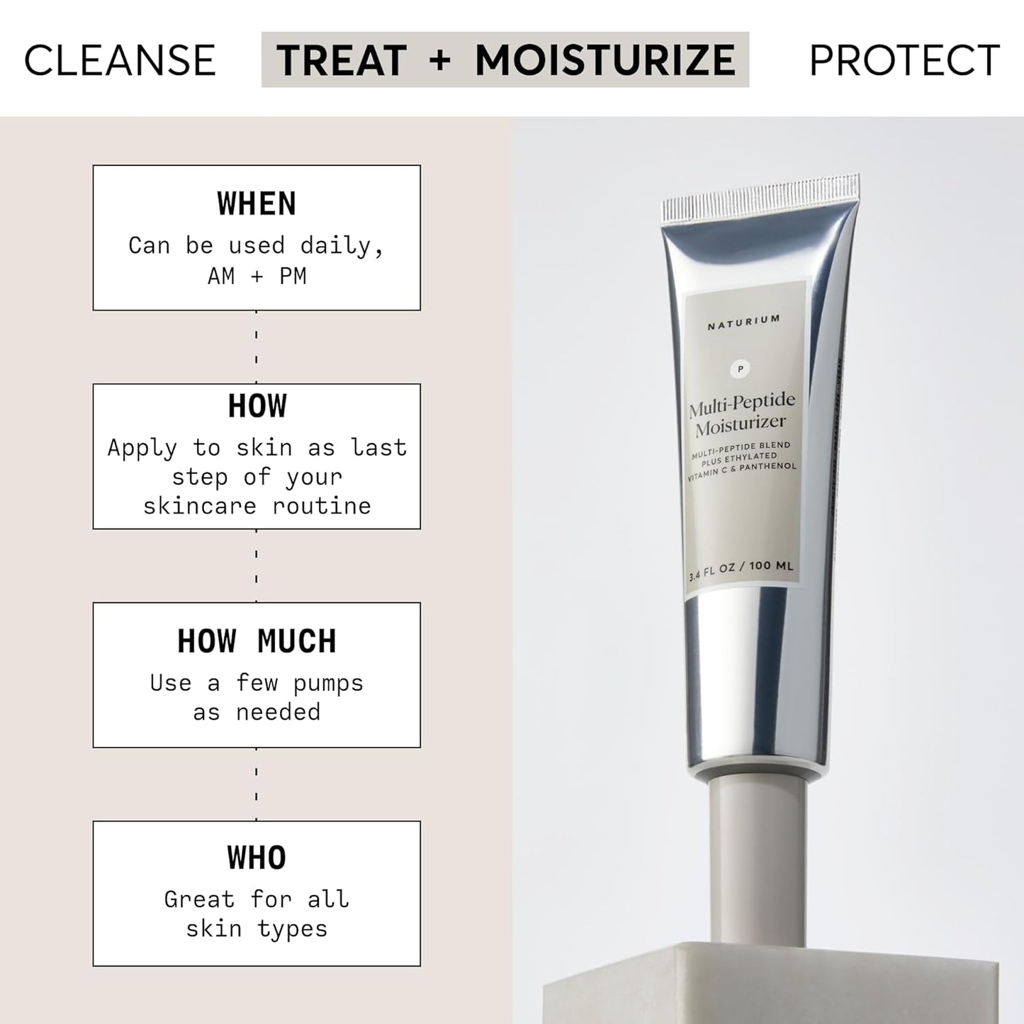 Naturium Multi-Peptide Moisturizer Jumbo, Hydrating & Smoothing Skin Care, Moisturizes with Ethylated Vitamin C & Panthenol, 3.4 oz