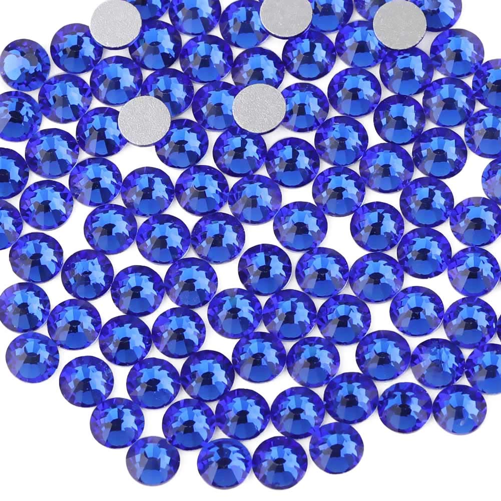Beadsland 1440 Piece Flat Back Crystal Rhinestones Round Gems, Sapphire(SS10(2.7-2.8mm))