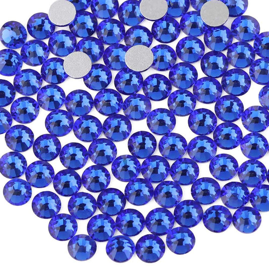 beadsland Flat Back Crystal Rhinestones Round Gems, Sapphire (2.3-2.5mm) SS8/1440pcs