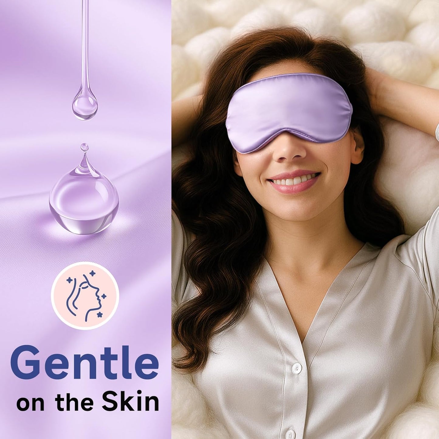 Umisleep 100% Pure Mulberry Silk Sleep Mask, 22 Momme 6A Soft Smooth Fibers, Breathable Eye Mask for Women Men, Better Light Blocking Sleeping Mask with Travel Pouch, Elastic Strap Blindfold, Purple