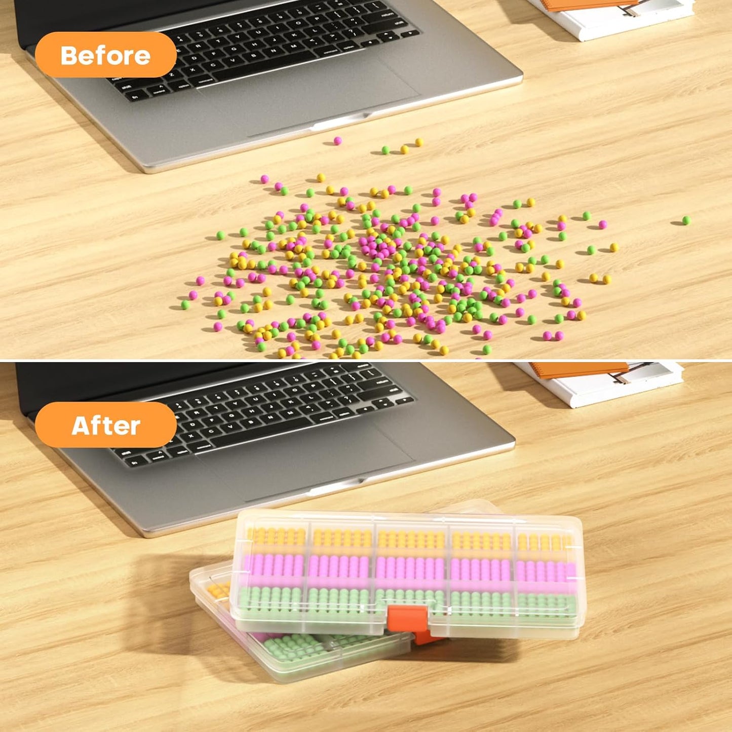 2PACK Extra Thick Bead Organizers, 15 Grid Mini Clear Plastic Storage Box Craft Containers for Nail jewelry rhinestones DIY Supply Case