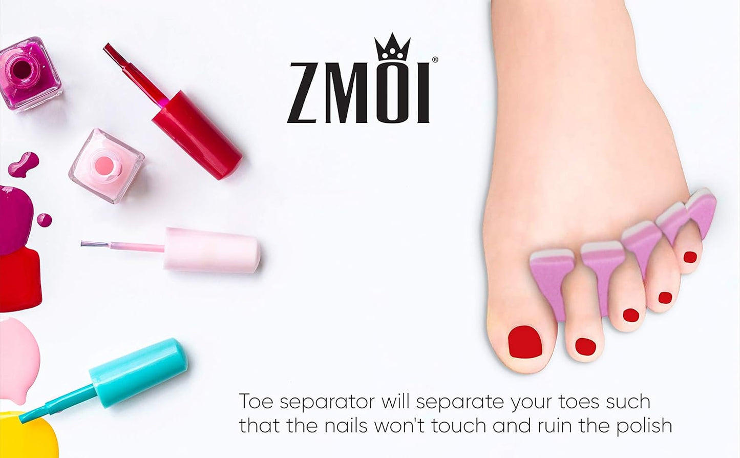 Toe Separators Set - 24 Pieces Premium Pedicure Tool Kit Super Soft & Durable Two Tone ZMOI
