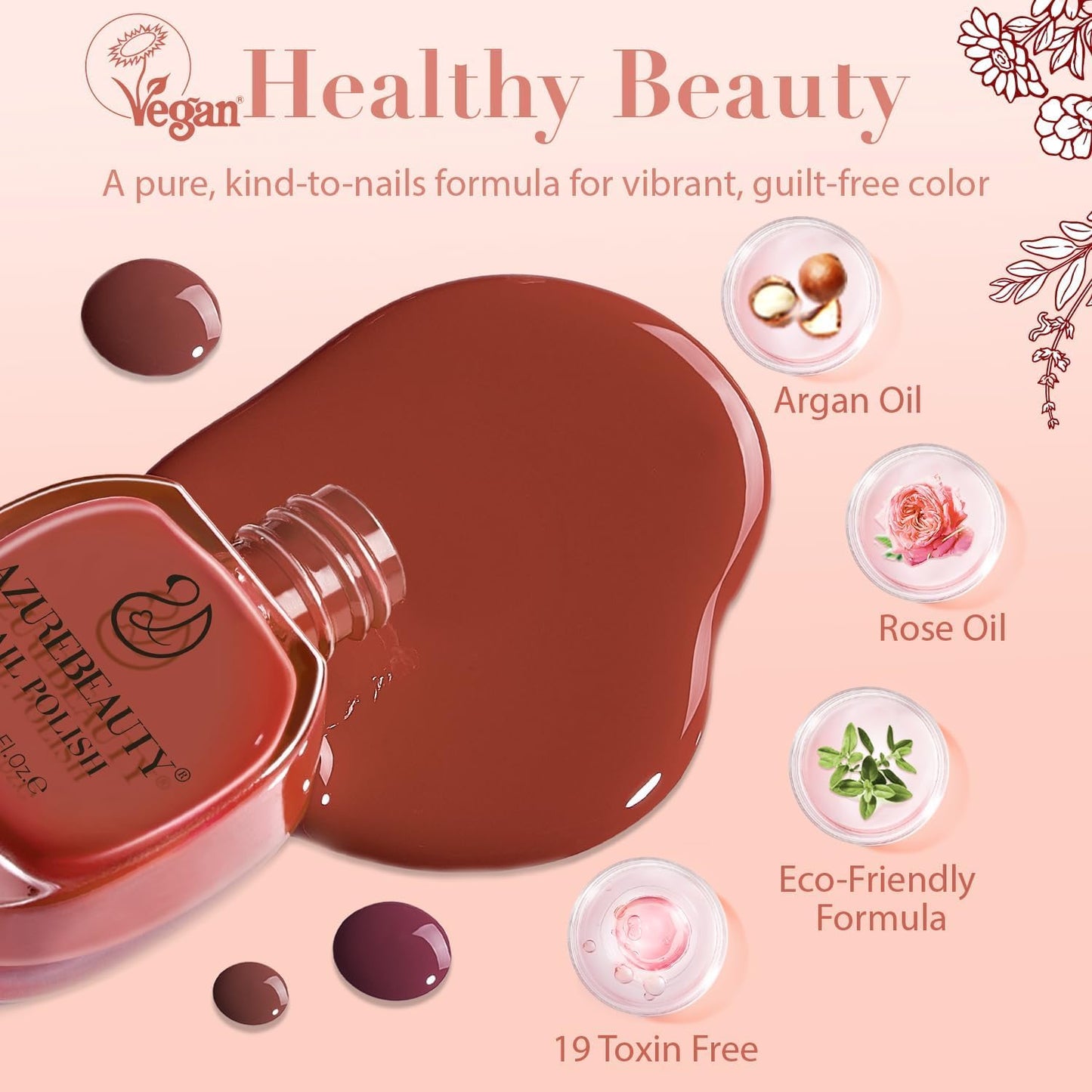 AZUREBEAUTY Jelly Nail Polish Set 4 Colors Nude Brown Red Purple Quick Dry Transparent Sheer Nail Polish Natural Nail Lacquer Fingernail with Top Coat DIY Salon Home
