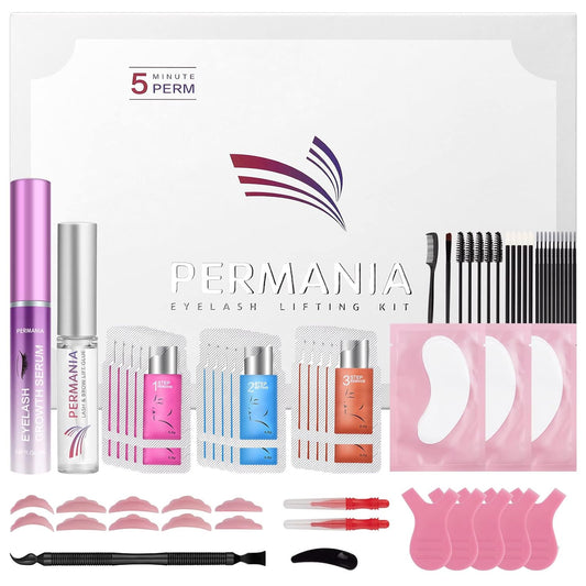 PERMANIA Lash Lift Kit, Eyelash Growth Serum, Advanced Formula for Longer, Fuller, and Thicker Lashes Salon Quality Eyelash Perm with Safe and Effective Result