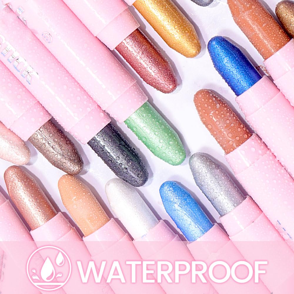 evpct 2Pcs Cream Eye Shadow Brightener Sticks Set for Eyes Waterproof, Rose & Rose Gold Shimmer Cream Eyeshadow Applicator Stick Long Lasting Pigmented Eye Makeup sombras en crema para ojos 27+37