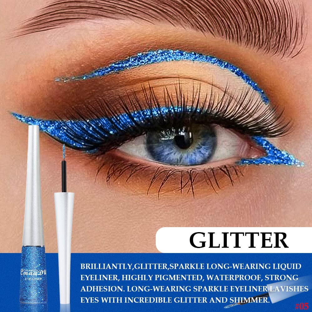 evpct 2Pcs Royal Blue Purple Liquid Glitter Eyeliner Set, Shimmery Finish