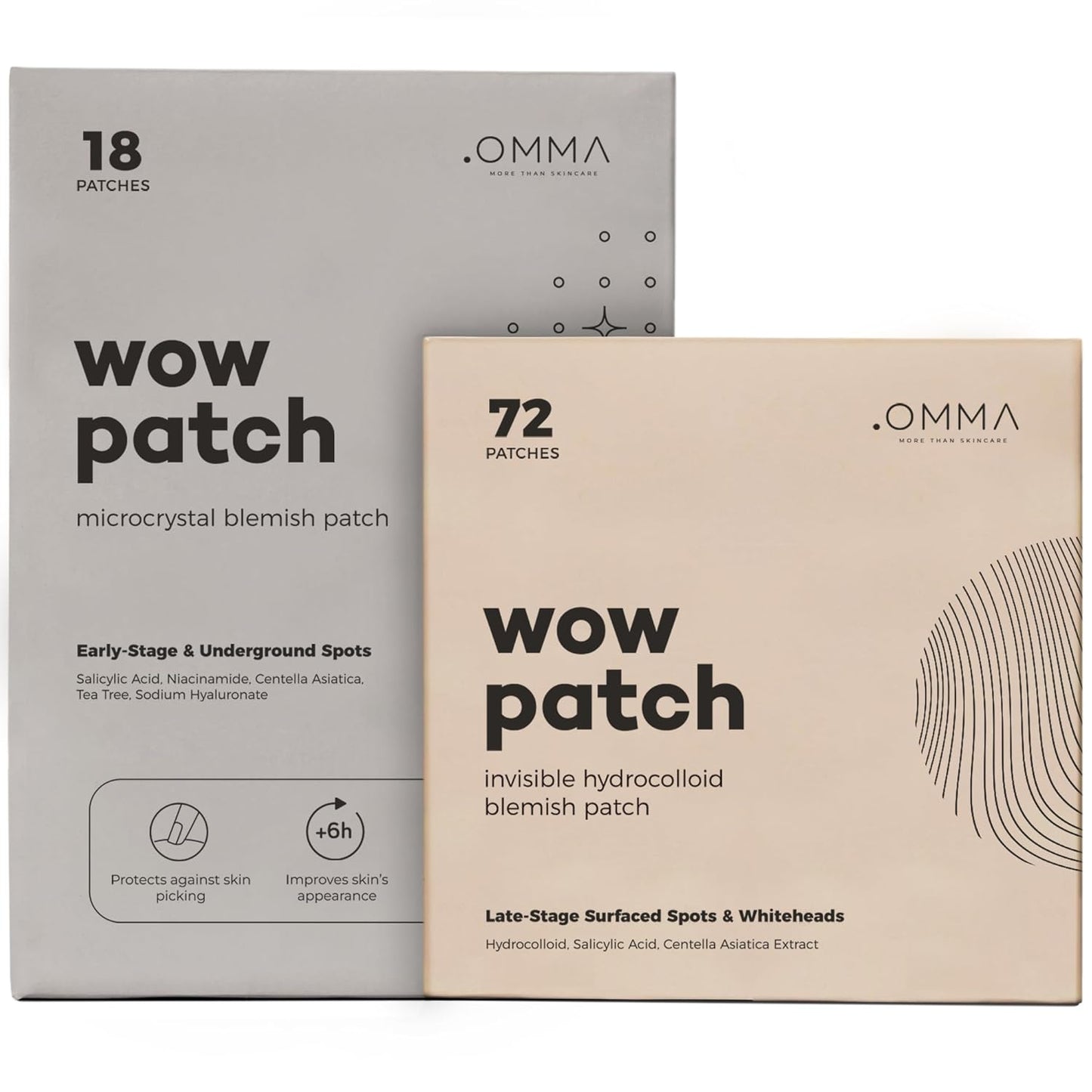 OMMA 72 Patches Pimple Patches for Face and 18 Micropoint Acne Patch Bundle