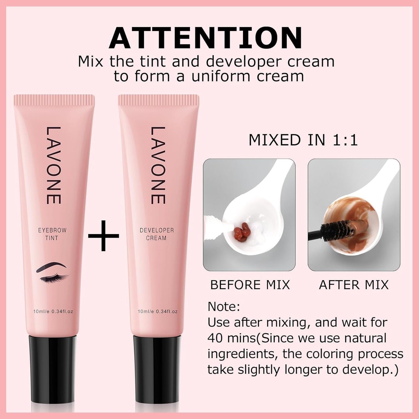 Eyebrow Color Kit with Brow Color & Eyebrow Pencil, 2-in-1 Natural Effects Eyebrow Makeup Set, Easy & Safe to Use 10ml - Blonde