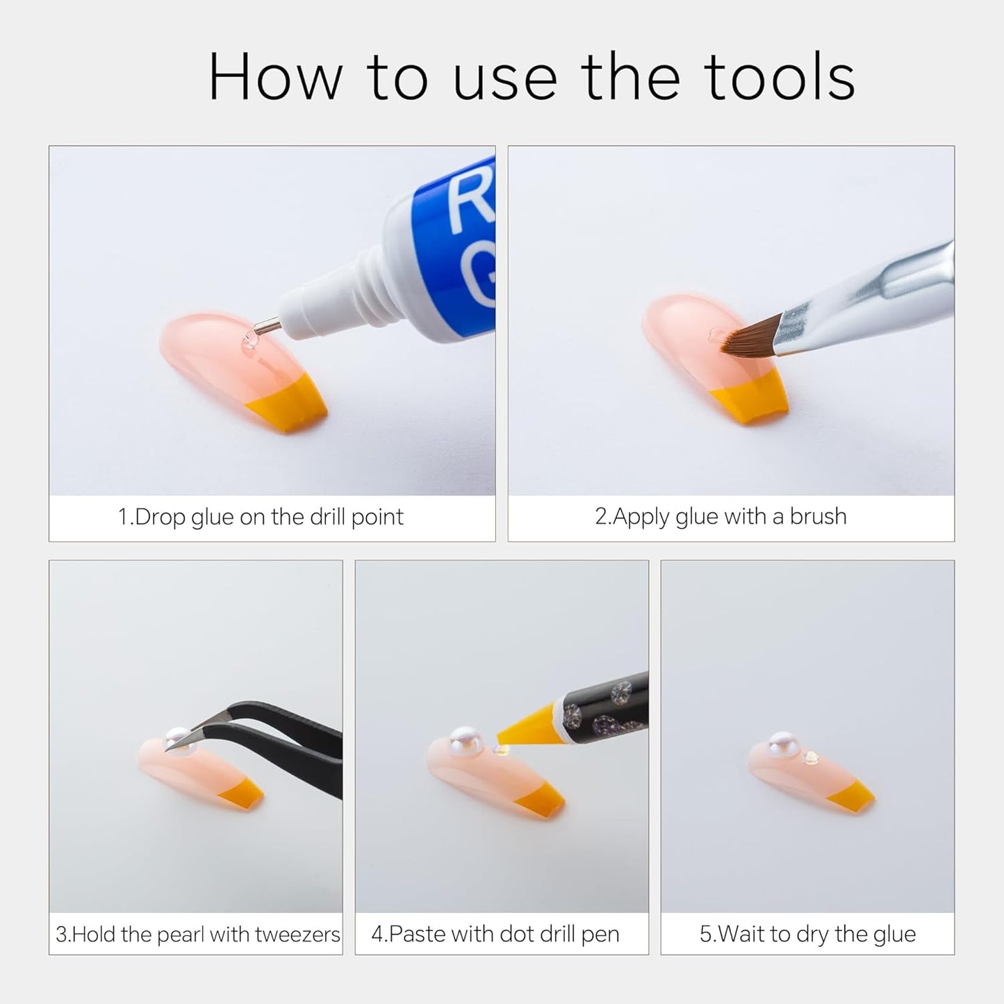 60g White Flat Back Pearls Rhinestones for Crafts Mixed Size 3mm-10mm AB Color Round Half Pearls Flatback Pearl Beads and Resin Rhinestones Set for Face Art with Glue