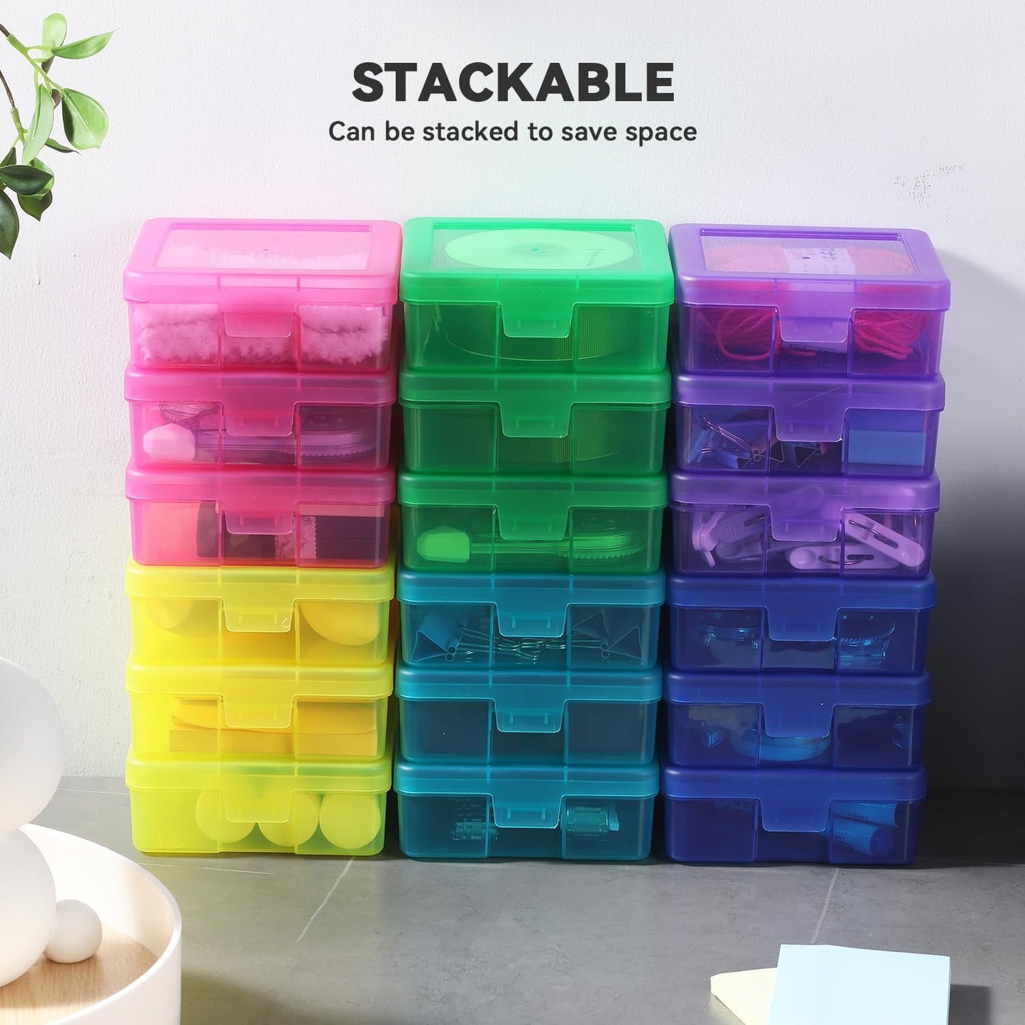 18 Pack Small Plastic Storage Containers Color Arts & Crafts Storage Boxes & Organizers Stackable Small Containers With Lids For Organizin (Set 2)
