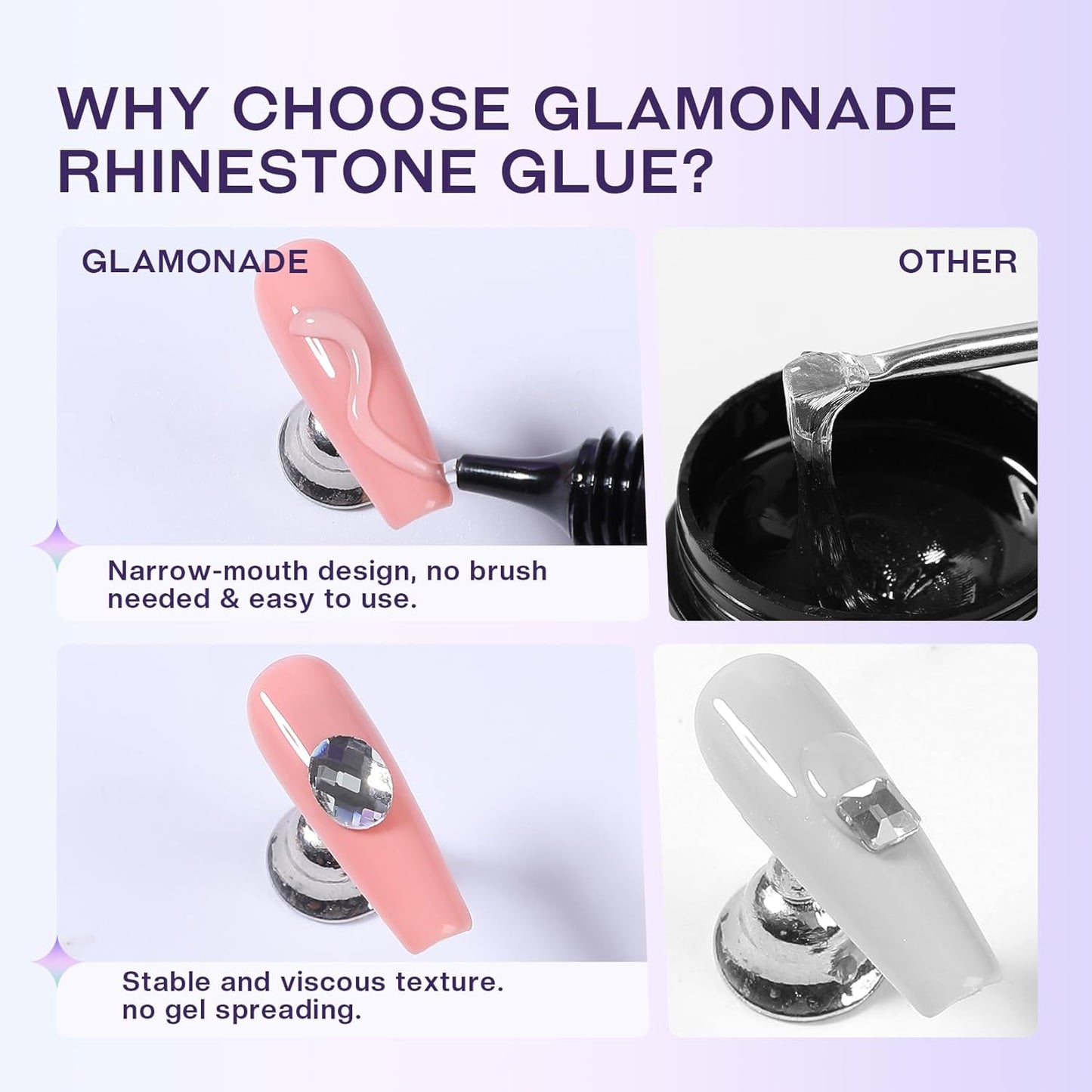 Nail Rhinestone Solid Glue: 30g Super Strong Gel for Nail Gems Charms No Wipe Clear Gel for 3D Nail Art DIY Nail Designs Nail Tech Must Supplies