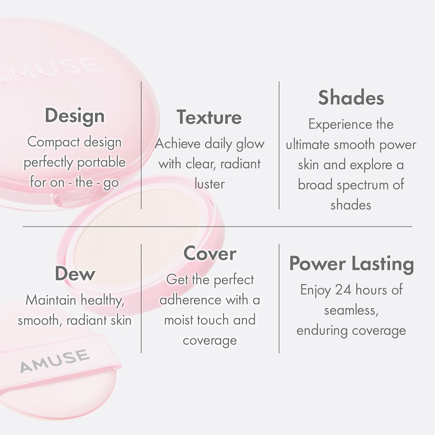 Amuse SEOUL DEW POWER VEGAN CUSHION [REFILL] | Dewy, glow, long-lasting, clean beauty, lightweight, natural look, foundation for sensitive skin, hydrating cushion ([REFILL] 01 PURE)