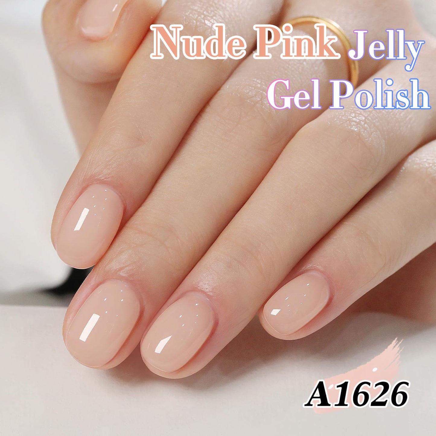 Double Rhythm 0.50 OZ Translucent Gel Polish Same Color Same Bottle Sheer Pastel Neutral Natural Milky 15 ML Jelly UV Nail Art DIY at Home (Nude Pink-A1626)