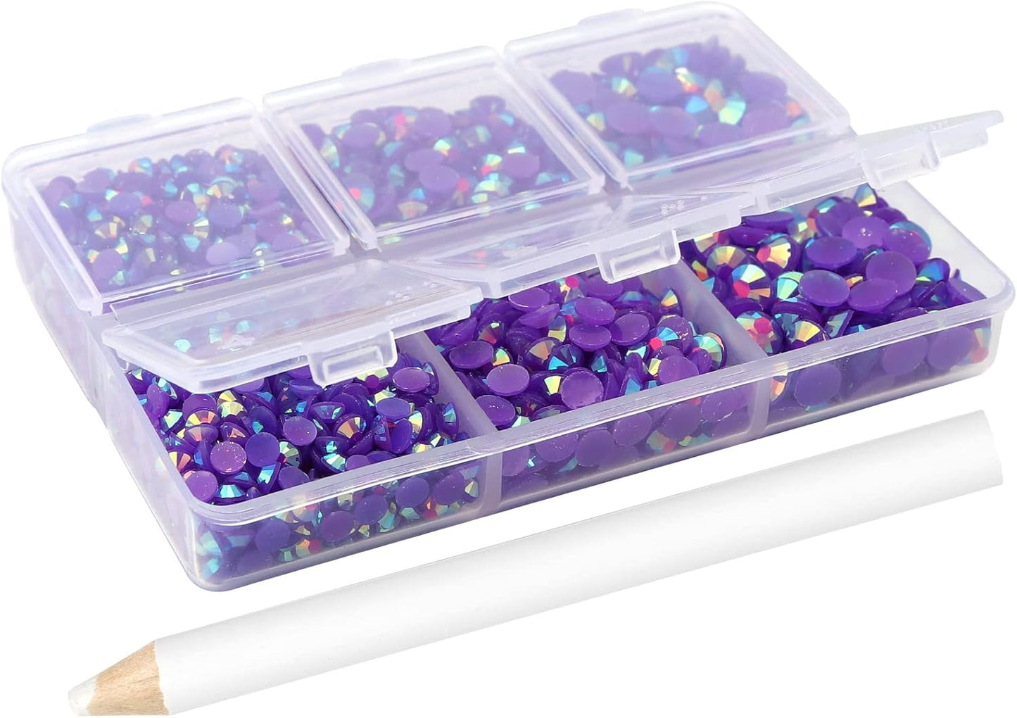 Multi Size 3mm 4mm 5mm Rhinestones Set for Nails Crafts Fuchsia Non Hotfix Rhinestones Nail Gems Rhinestone Jelly AB&Round Flat Back Resin Rhinestone for Makeup Clothes Shoes Eyes Bottles Crafts