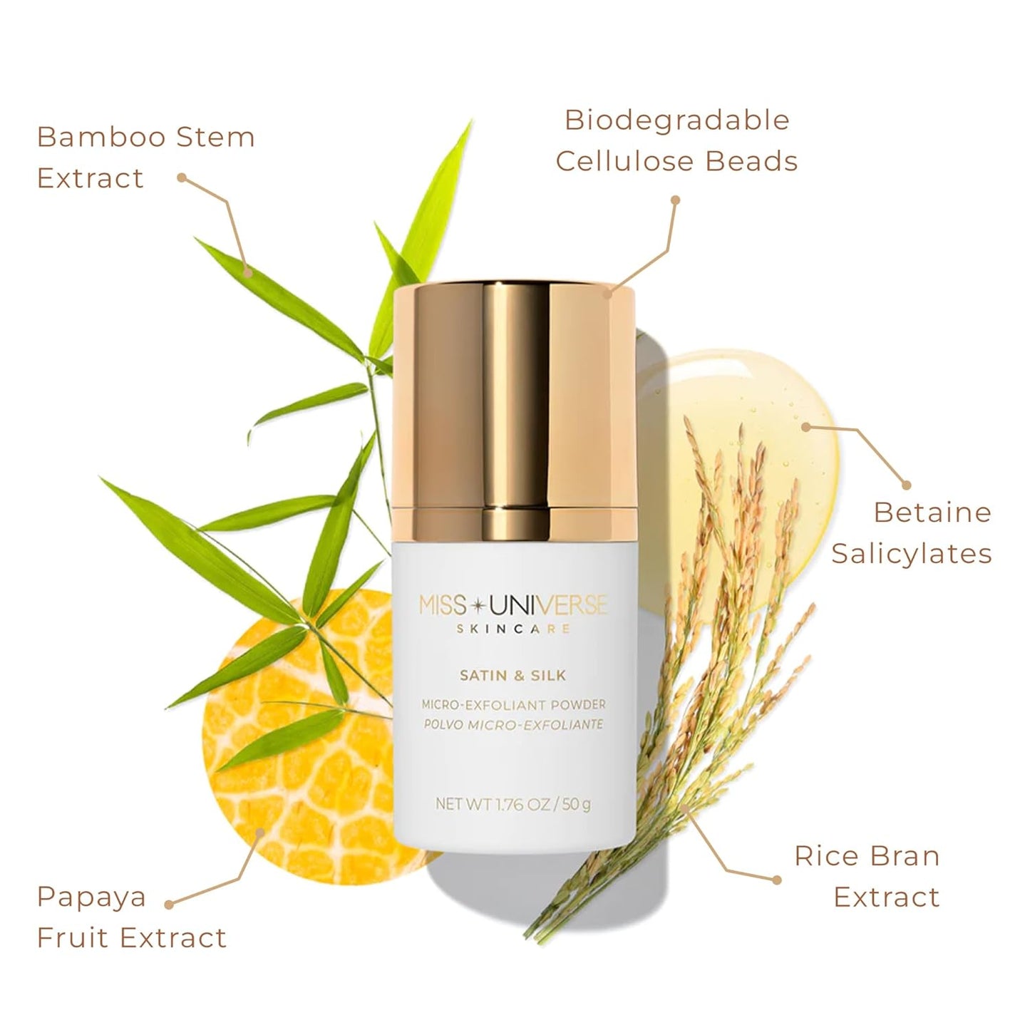 Satin and Silk Exfoliating Cleanser 1.76 oz, Hydrating Facial Cleanser for Women and MenFacial Skin Care Product with Bamboo Beads, Exfoliating Face Wash for Women and Men