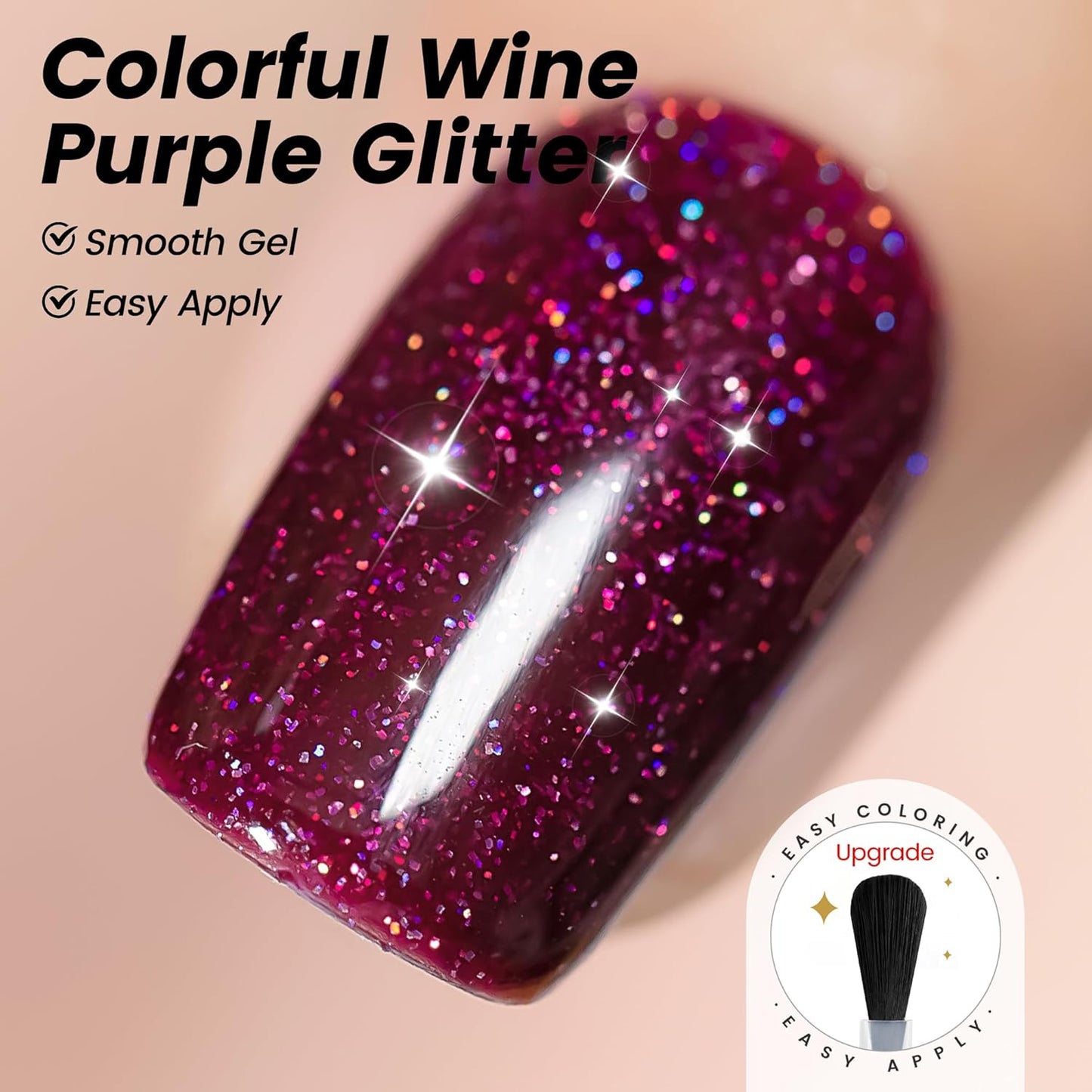 YTD Likomey Gel Nail Polish,15ml Colorful Wine Purple Glitter Fall Winter Dark Plum Shimmer Shiny Sparkly Salon Home DIY Manicure UV Color Varnish,SF402