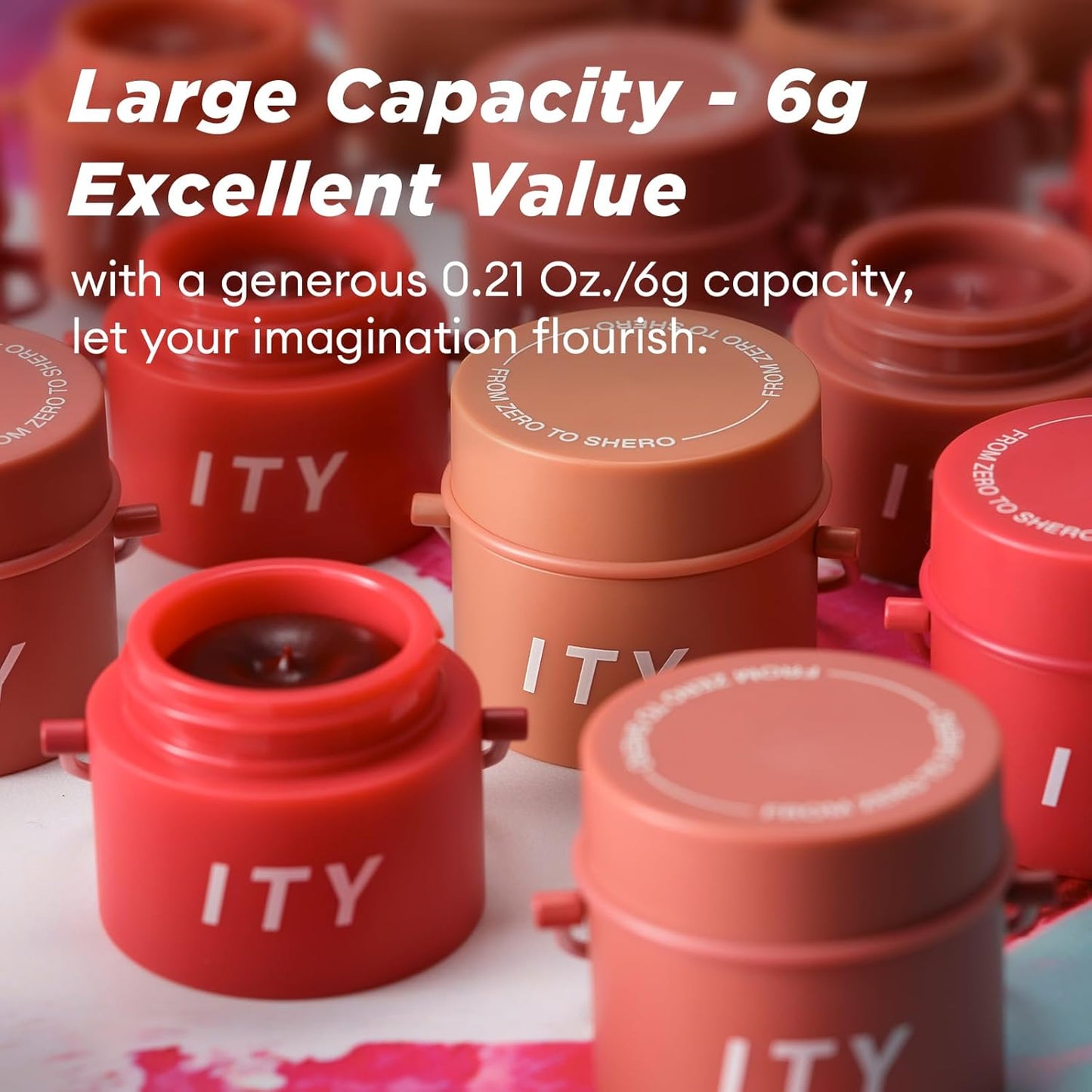 ITY Velvet Matte Finish Lip Stain-Mousse Textured Pudding Pot Lip Clay, Red Shade, Dual-Use as Lipstick and Blush, Conceals Lip Lines, Rich Pigment, 0.21 oz (6g) in Red Velvet