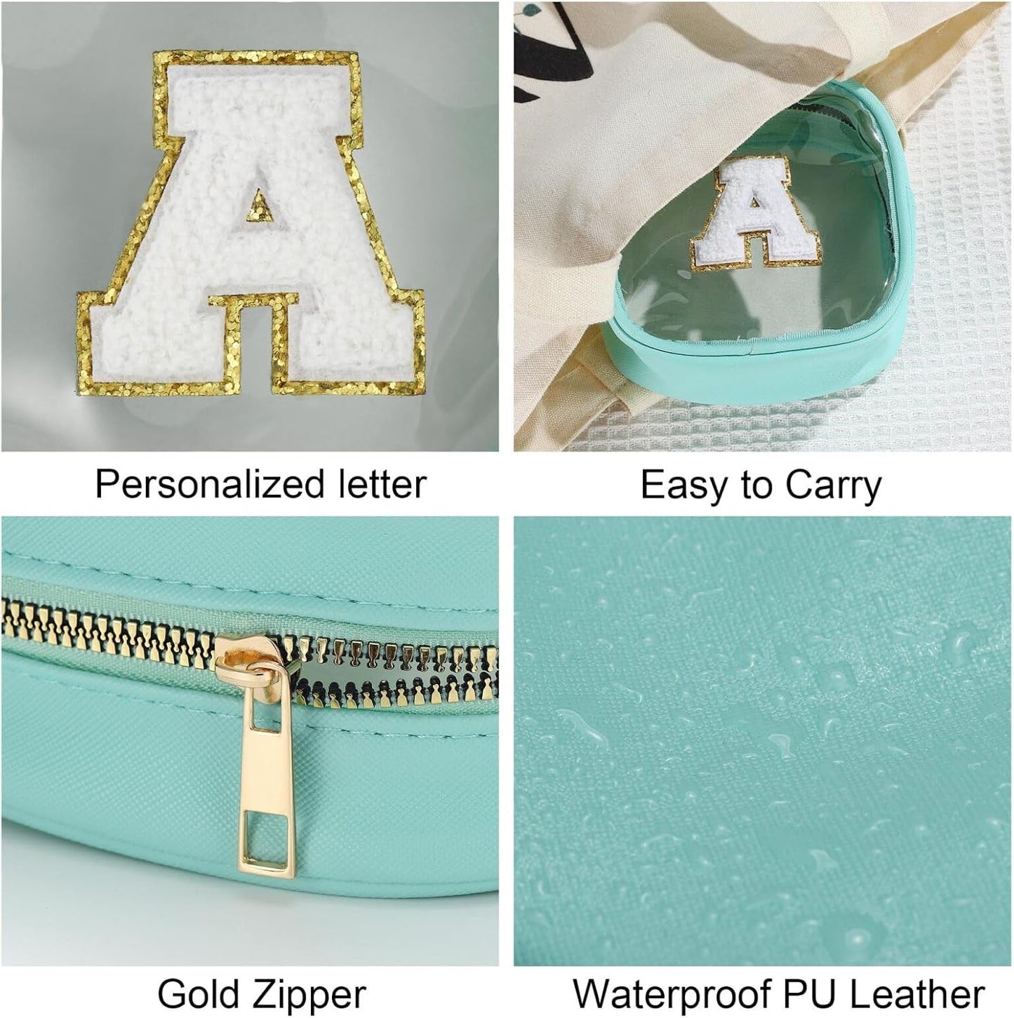 YOOLIFE Initial Travel Toiletry Bag, Clear Makeup Bag Preppy Cosmetic Bags Organizer Travel Essentials Gifts for Women Teen Girlfriend Teacher 12 13 14 15 16 Years Old Girl Gifts Trendy Stuff Blue L