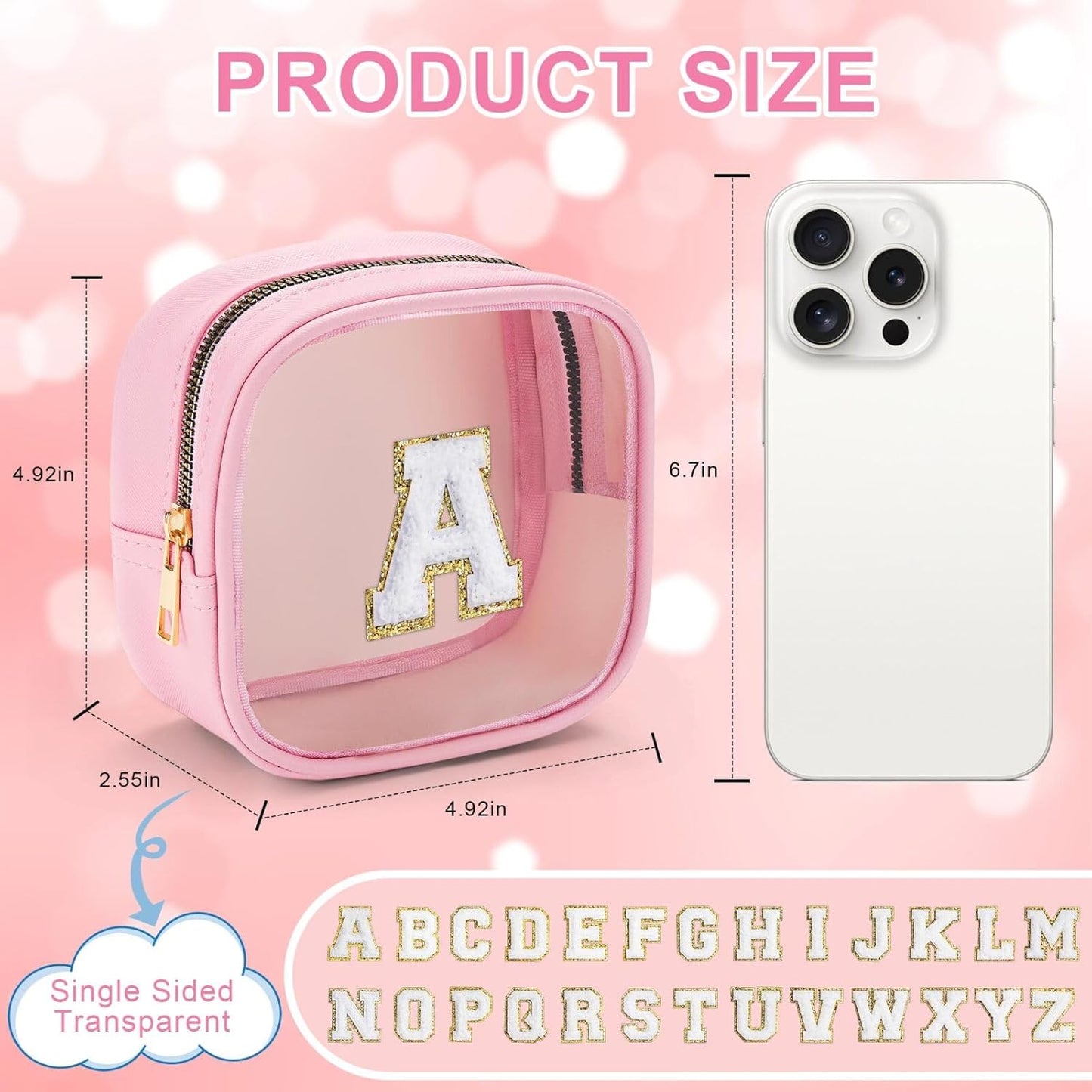 YOOLIFE Mini Makeup Bag | Clear Makeup Bag Toiletry Case | Travel Transparent Cosmetic Bag | Portable Make Up Organizer | Traveling Compact Car Bag for Essentials | Teacher Daughter Gifts | Pink C