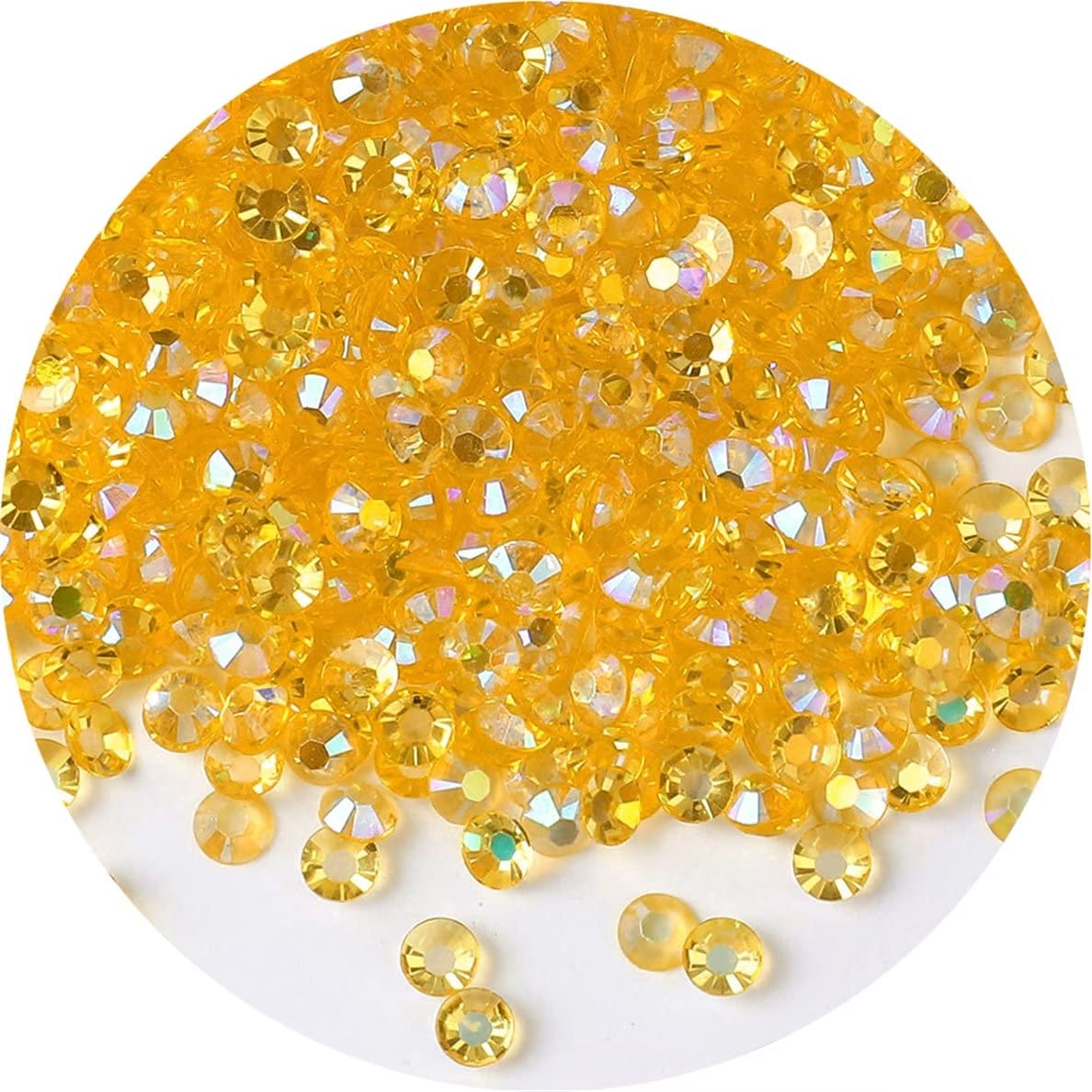 2250 Pcs SS16 4mm AB Flatback Rhinestones for Nails Art Crafts Transparent Glitter Round Gems Goldens DIY Clothes Shoes(Clear Golden Yellow AB)