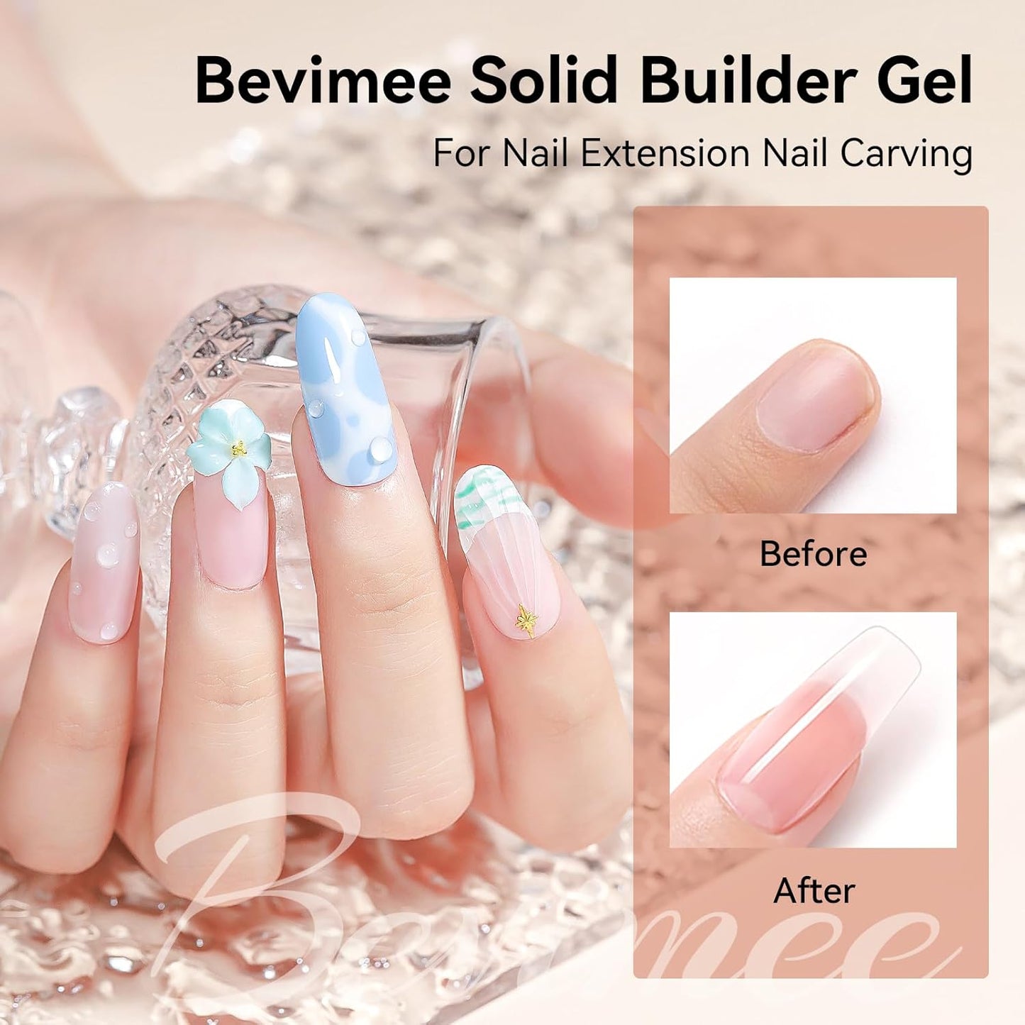 Solid Builder Gel and 15g Rhinestones Glue, Sculpting Gel for Nail Art Clear Non-Stick Hand For Modeling, Sculpture, Nails Extension UV/Led Manicure DIY At Home