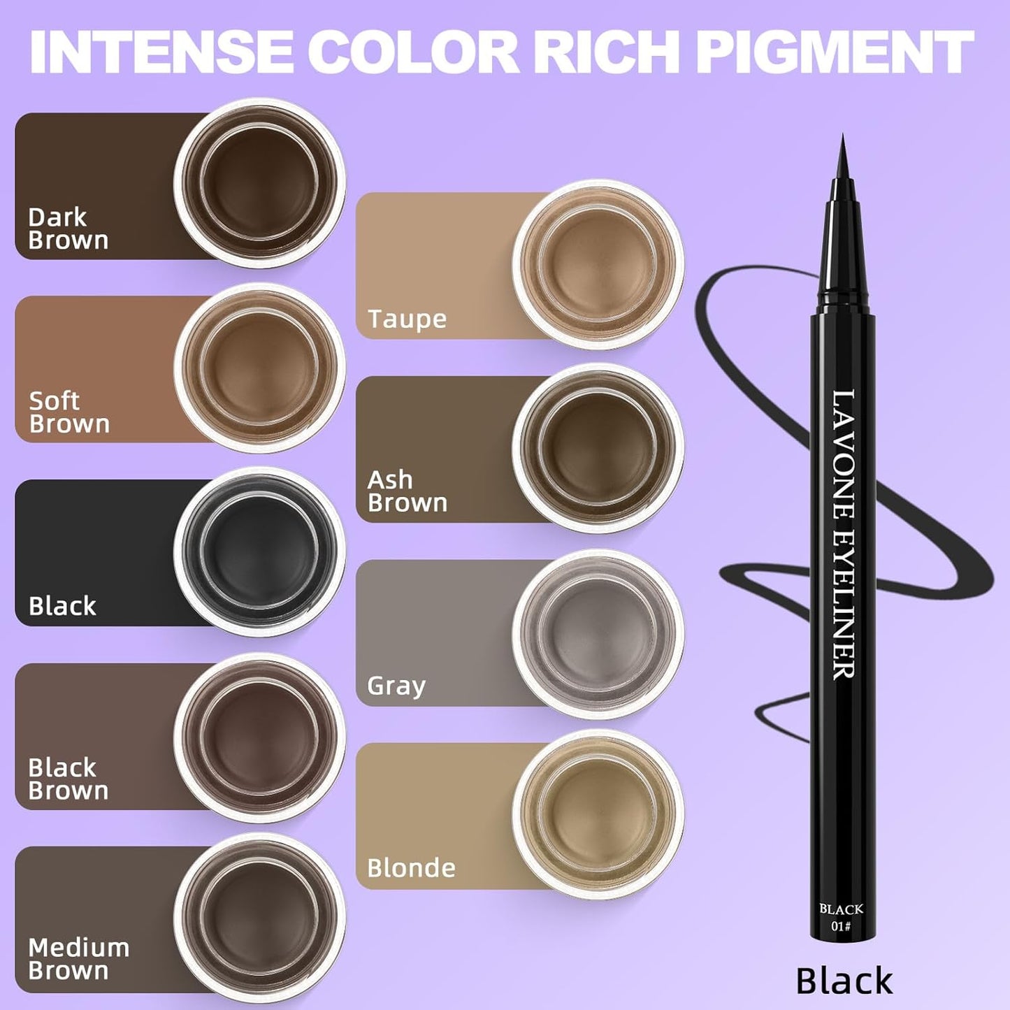 LAVONE Eyeliner Set - Waterproof Makeup Kit with Liquid Eye Liner Pencil, Gel Eyeliner and Angled Eye Liner Brush, Waterproof, Smudge Resistant, Long Lasting Formula - Medium Brown