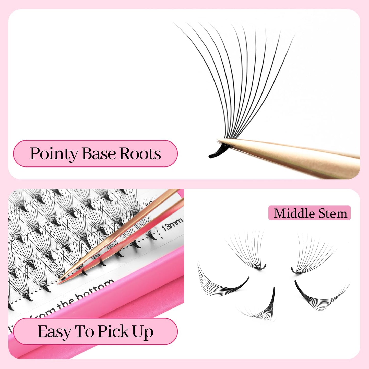 Premade Fans Eyelash Extensions 5D Volume Lash Extensions 0.07 Thickness Eyelash Extension D Curl Premade Lash Fans Mix 9-16mm Fluffy Soft Handmade Lash Fan Eyelashes(5D-0.07-D,9-16mm)
