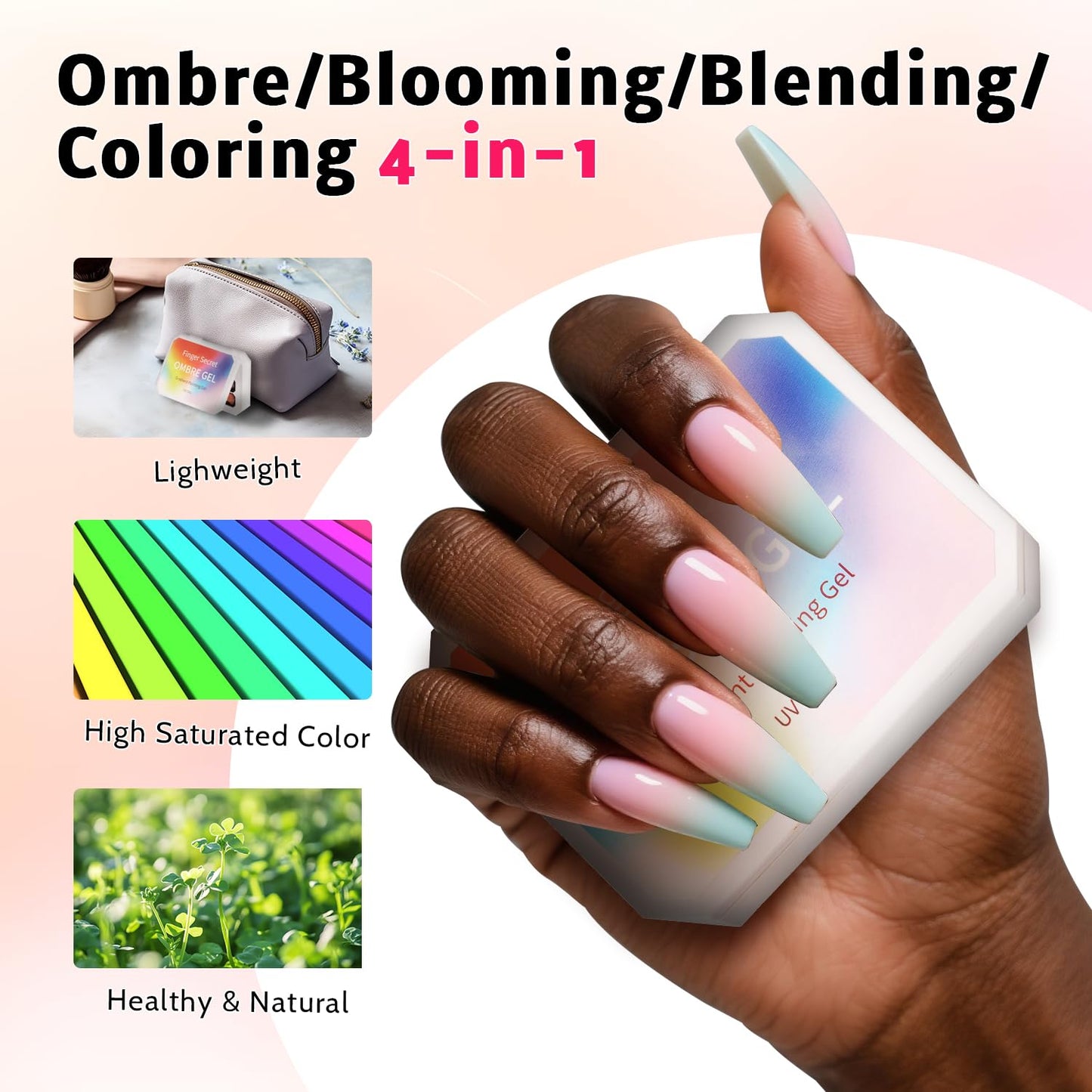 Sponge Pat Paint Nail Gel, Ombre Nails Gradient Gel Nail Blush Blooming Aura Nails Drawing Stripper Floral Painting DIY Nail Art, No Wipe, UV/LED Curing (16 Colors G)