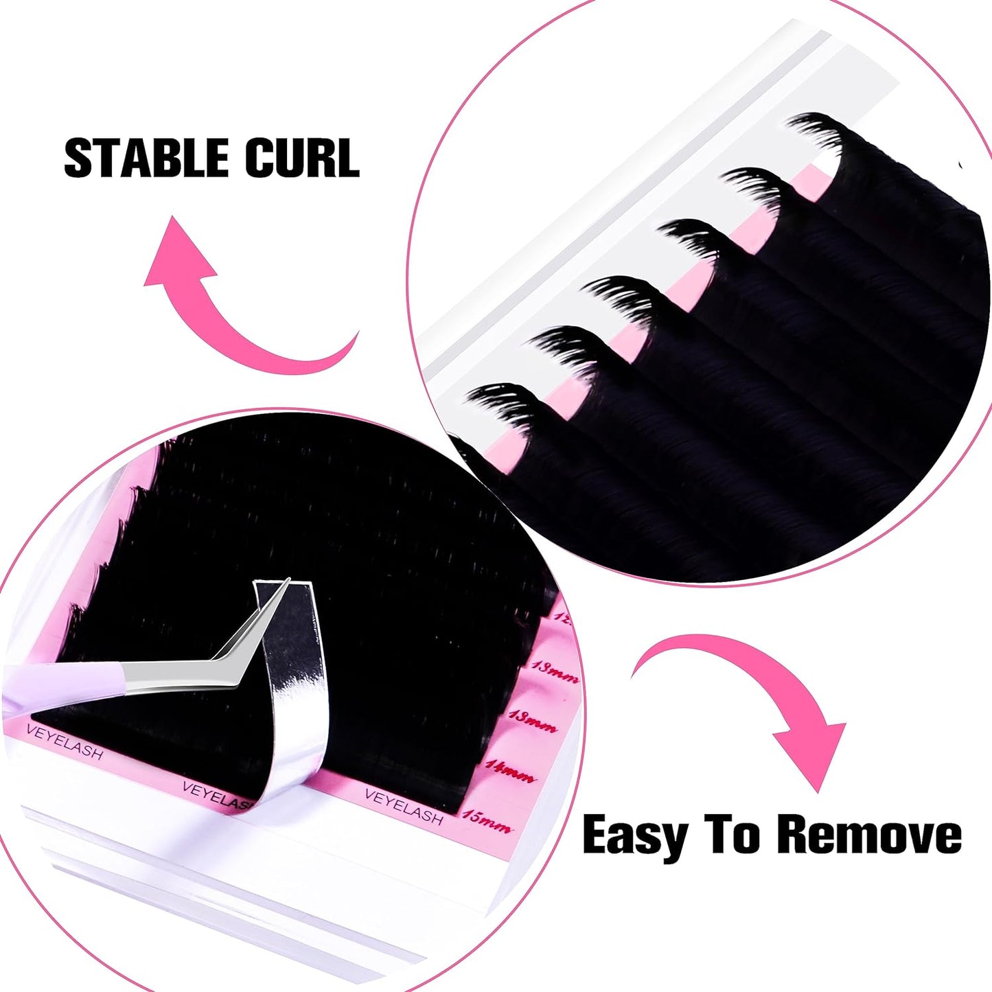 VEYES INC Cashmere Smart Fan Lash Extensions 0.03 0.05 0.07 C/CC/D Curl 8-20mm Mixed & Single Length, Super Matte Black Volume Lashes, Professional Supplies for Lash Techs (0.05 C 8mm)