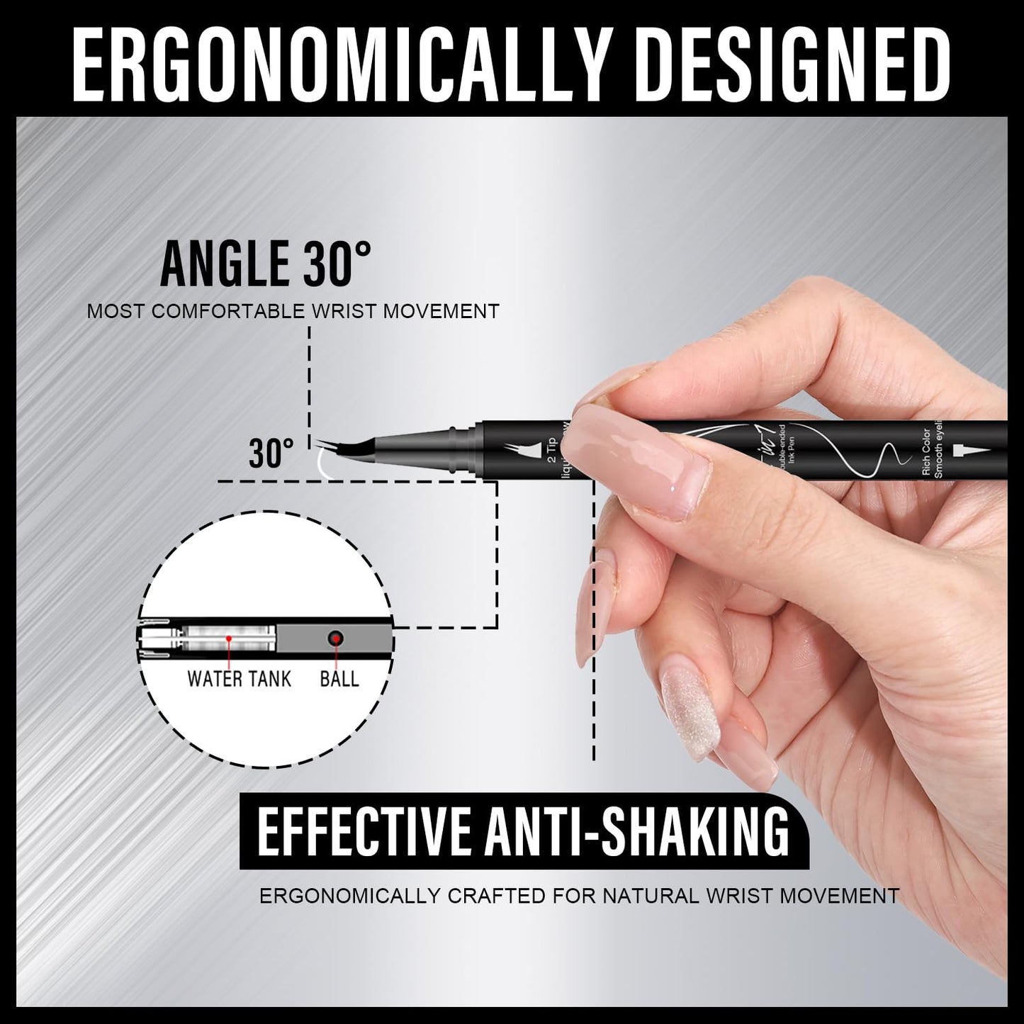 Curved Eyebrow Pencil, 2-in-1 Dual-Ended Eyebrow Pen with Curved Tip and Precise Brush-Tip, Waterproof, Microblading, Long Lasting (Light Brown)