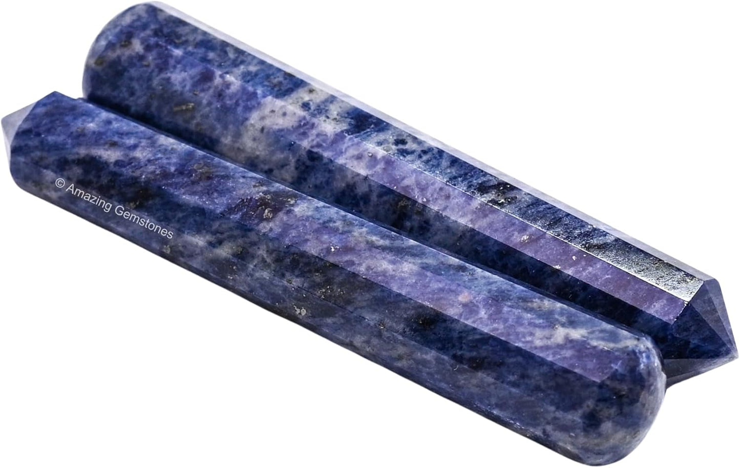 Amazing Gemstone Sodalite Crystal Wand Massage Stick - Pelvic Wand Gua Sha for Adults - Crystals and Healing Stones Massage Wands for Adults Gifts (Pointed)