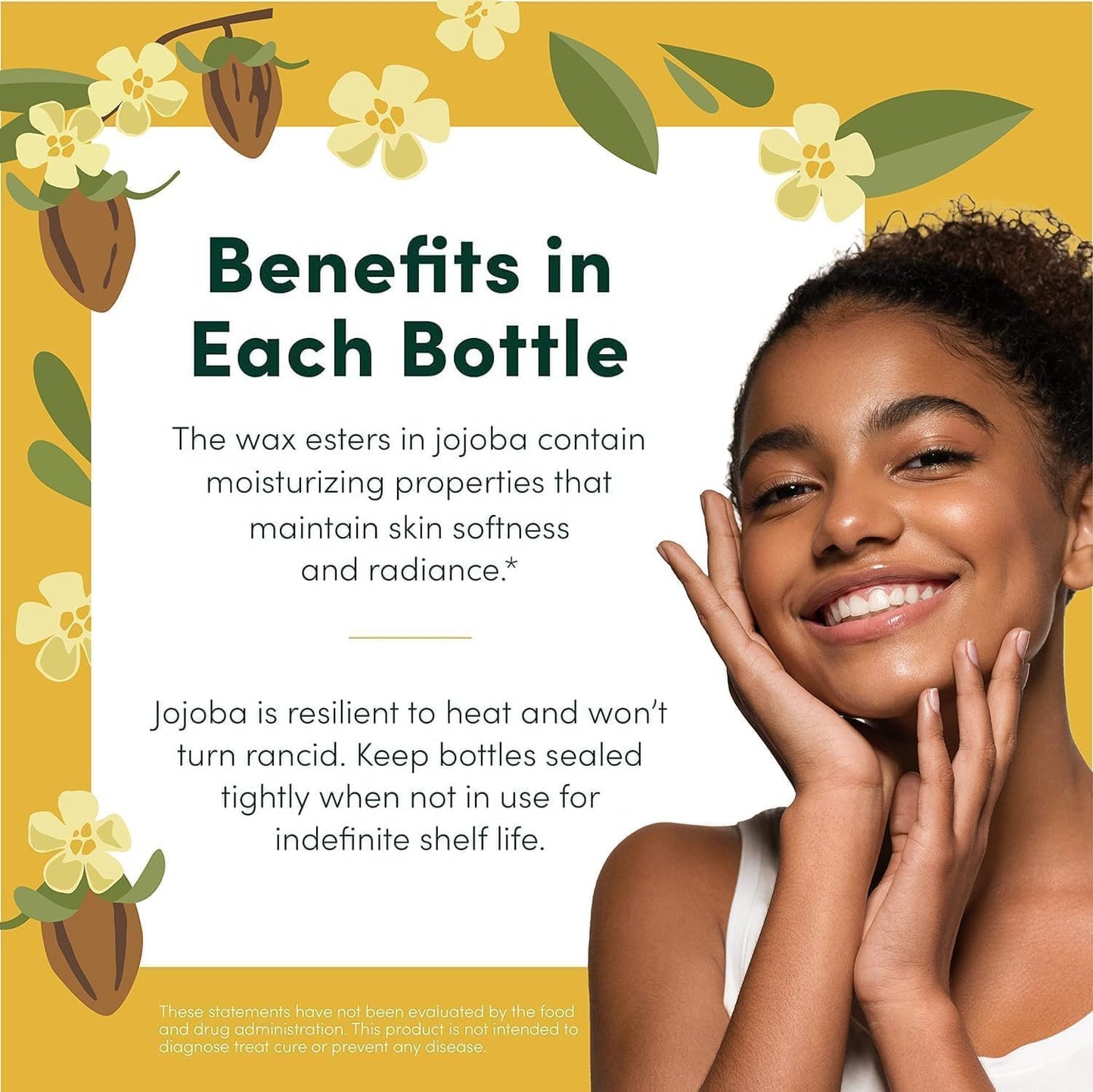 HobaCare Organic Jojoba Oil for Hair, Skincare, Face, Body, Scalp, Nails, Beard Care, Skin Massage - Unrefined Carrier Oil - 100% Pure, Hexane Free, Moisturizing (16 oz)