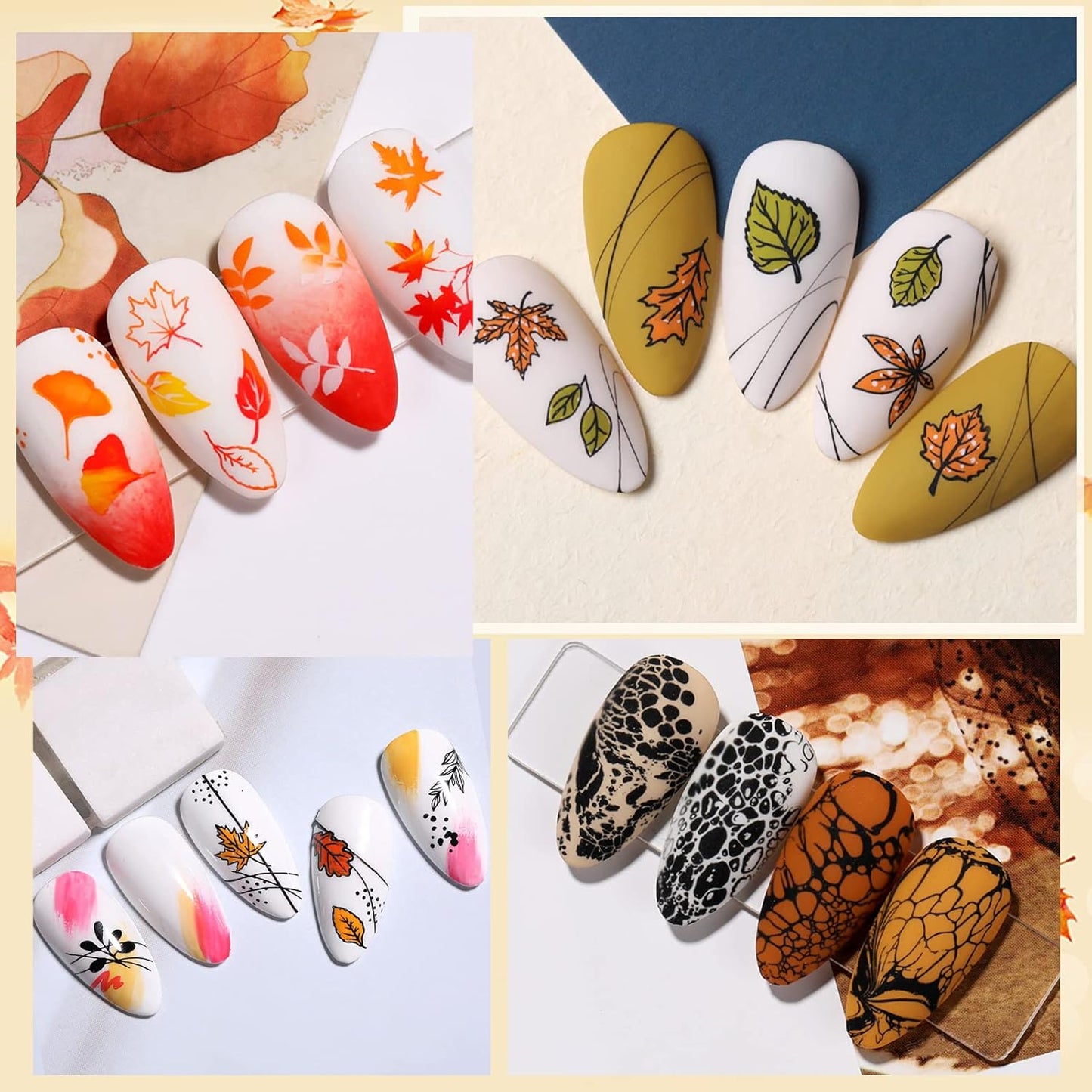 Born Pretty Nail Stamping Plates 8PCS Nail Art Design Kit Fall Winter Halloween Christmas Tree with Snowflake Cute Deer Nail Art Image Plates Halloween Christmas Patterns Templates DIY Printing Tools