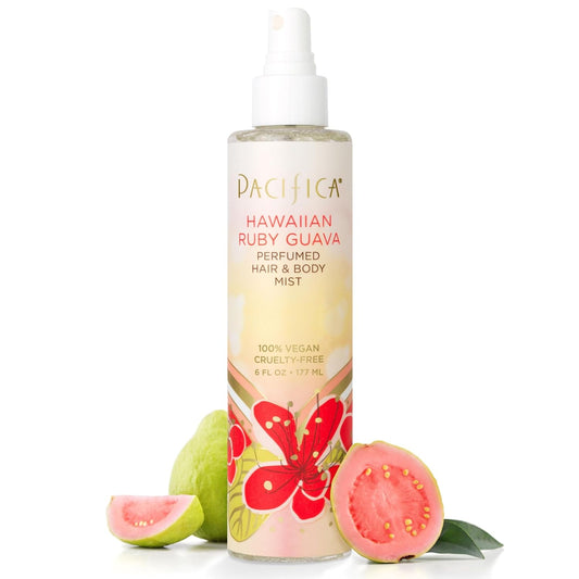 Pacifica Hawaiian Ruby Guava Hair Perfume & Body Fragrance Spray Mist - Body Mist Fragrance w/ Grapefruit, Patchouli, Sugar Notes & Geranium Clean Beauty Alcohol-Free, Vegan & Cruelty-Free, 6 oz